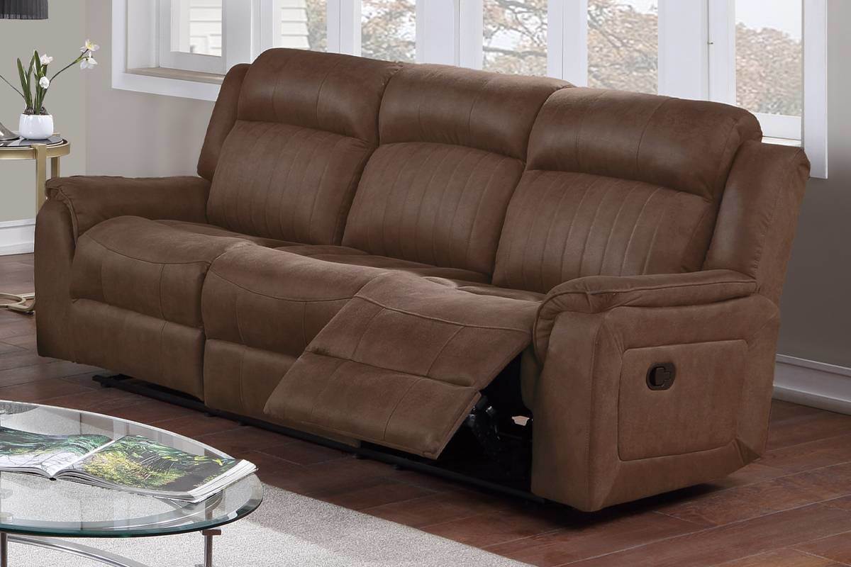 Contemporary Manual Motion Sofa 1pc Couch Living Room Furniture Dark Coffee Breathable Leatherette