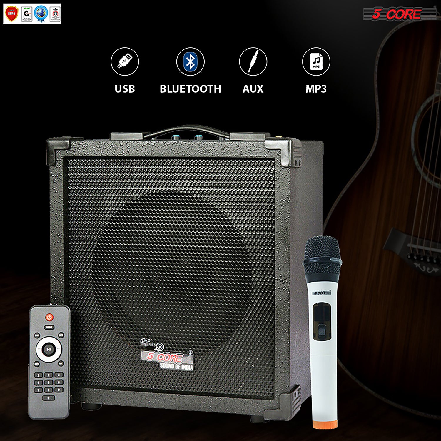 5 Core Guitar Amp Bass Instrument Amplifier Electric Acoustic Amps System Rechargeable Portable - Cube20