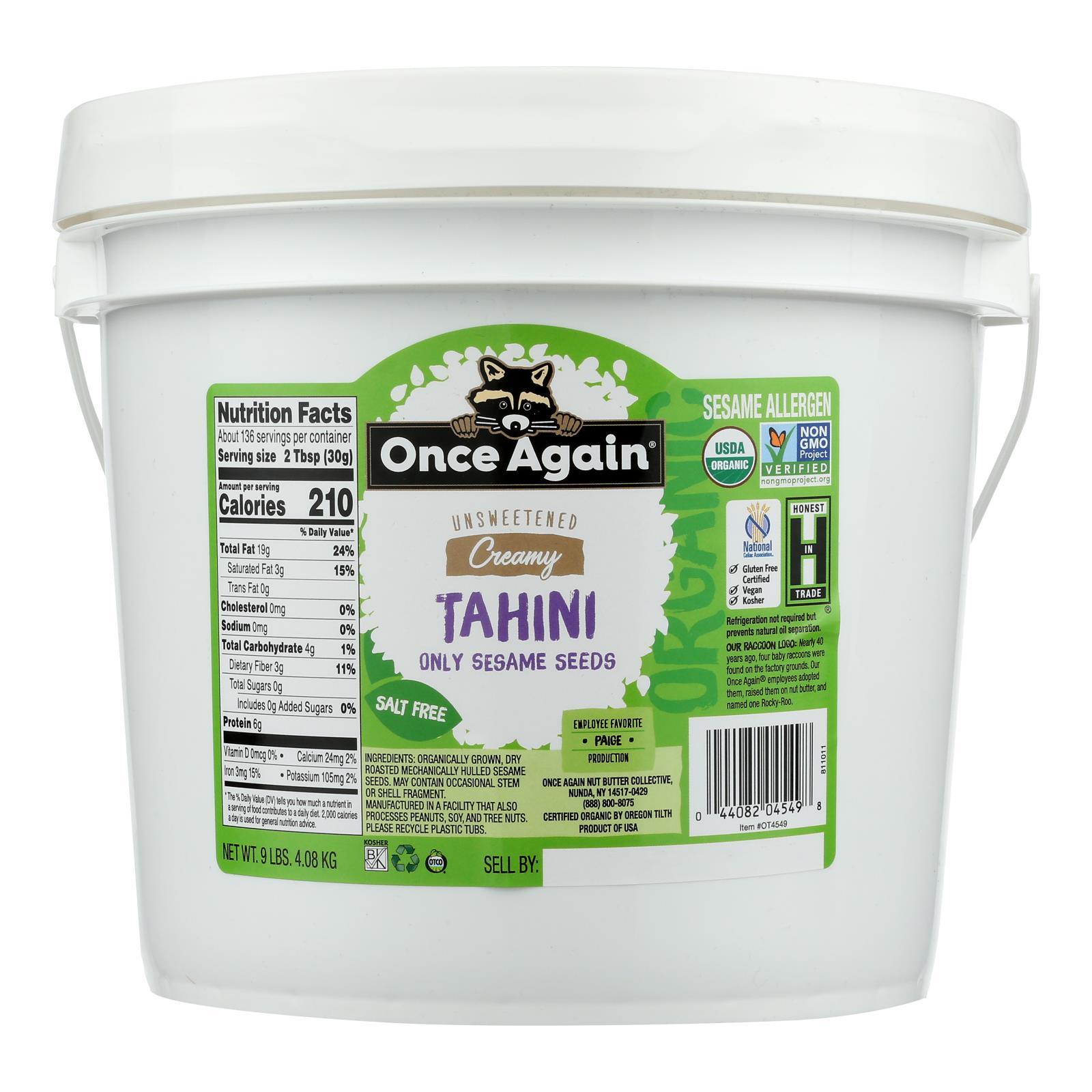 Once Again Sesame Tahini Organic - Single Bulk Item - 9lb