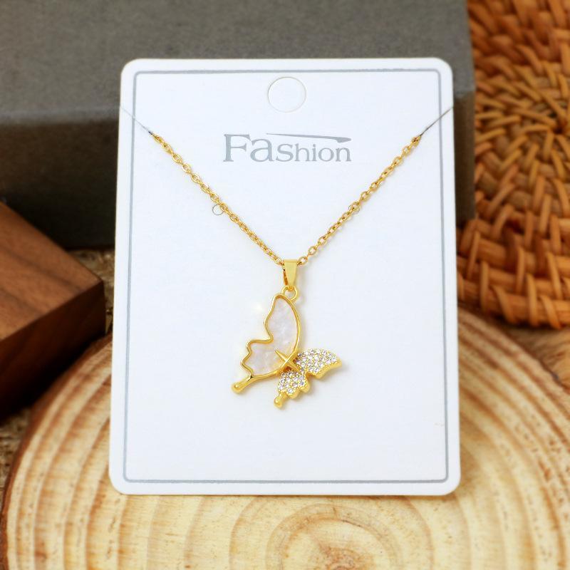 2023 new butterfly necklace does not lose color design sense of the collarbone chain light luxury versatile neck chain niche titanium steel jewelry