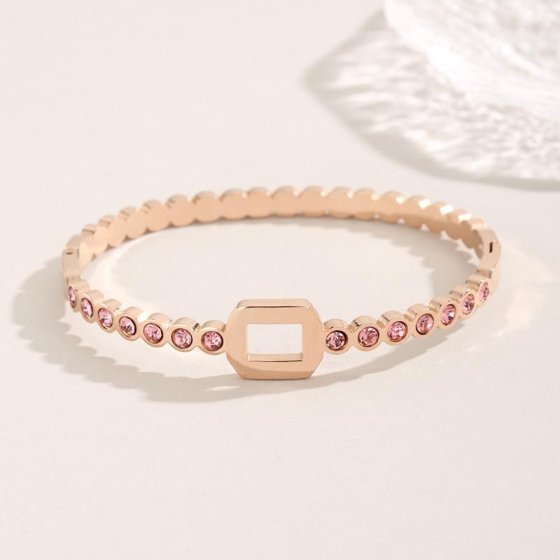 Cross-border titanium steel does not lose color honeycomb hollow inlaid diamond bracelet female fashion personalized wave diamond gold full of diamonds bracelet tide