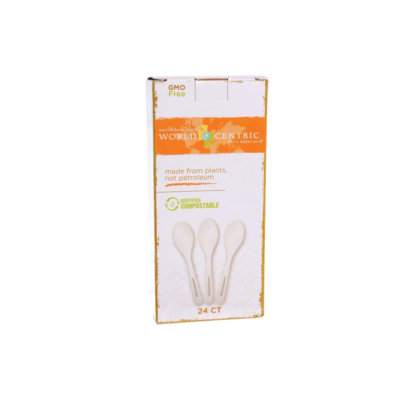 World Centric Cornstarch Compostable Spoon - Case Of 12 - 24 Count