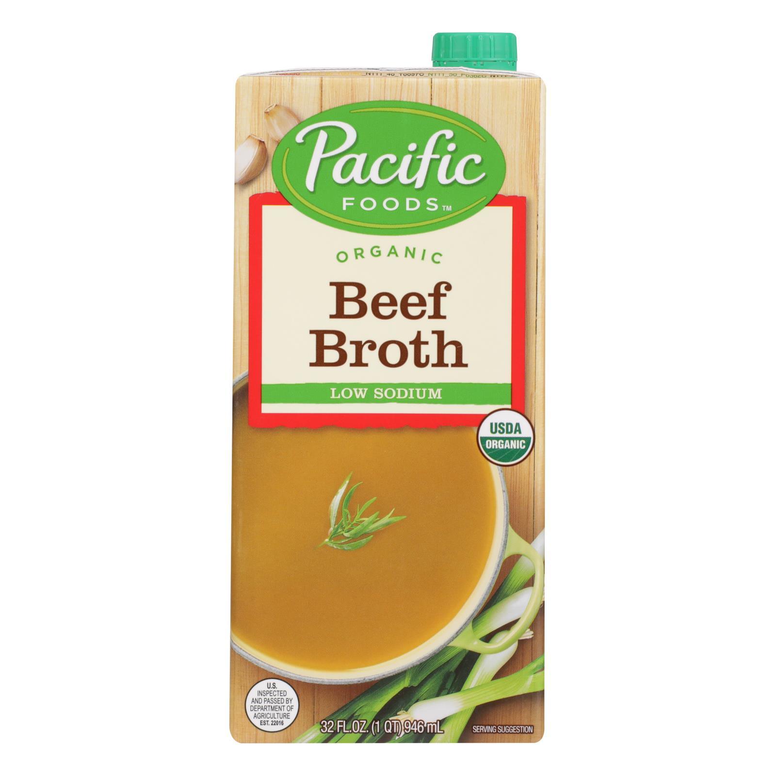 Pacific Natural Foods Beef Broth - Low Sodium - Case Of 12 - 32 Fl Oz.