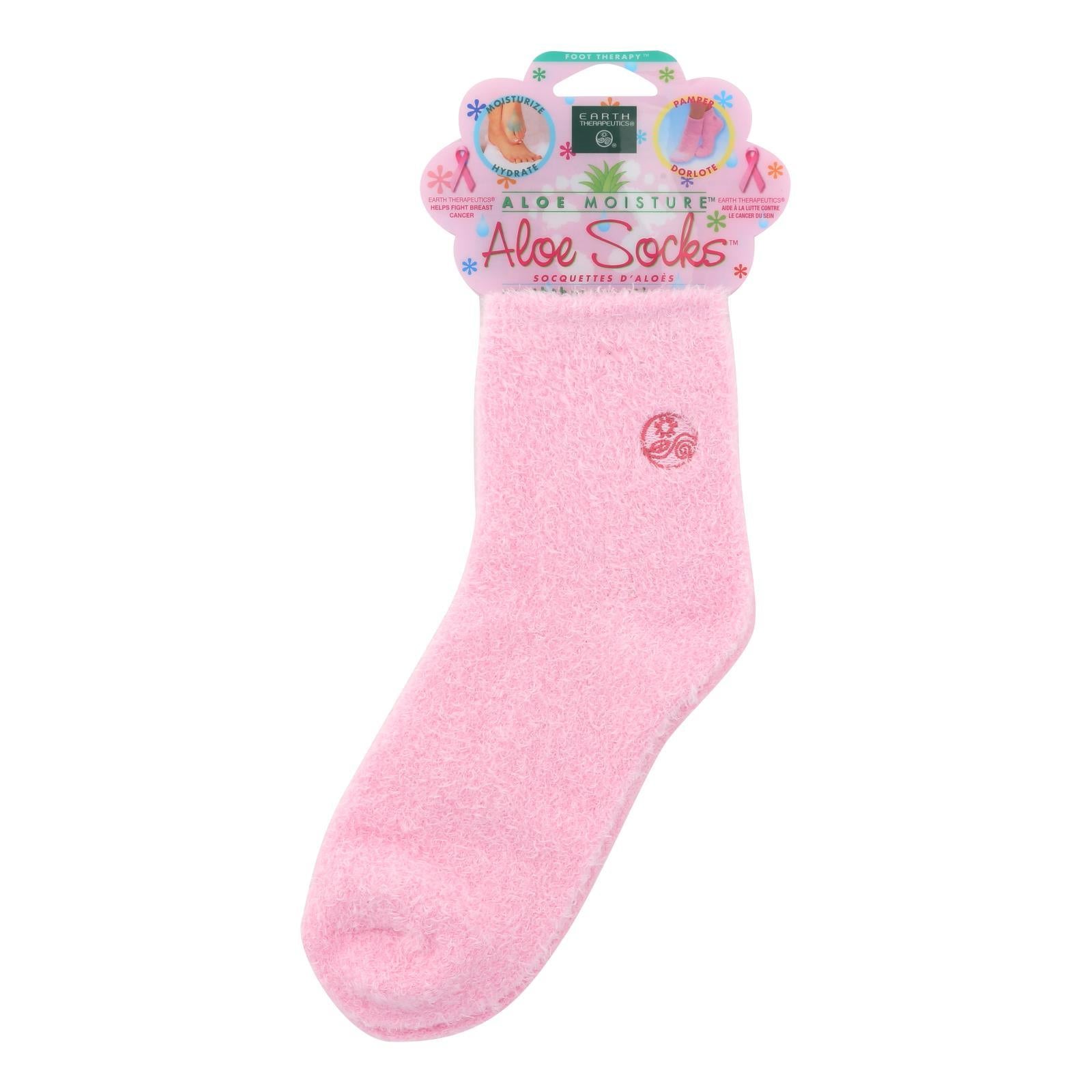 Earth Therapeutics Aloe Socks Pink - 1 Pair