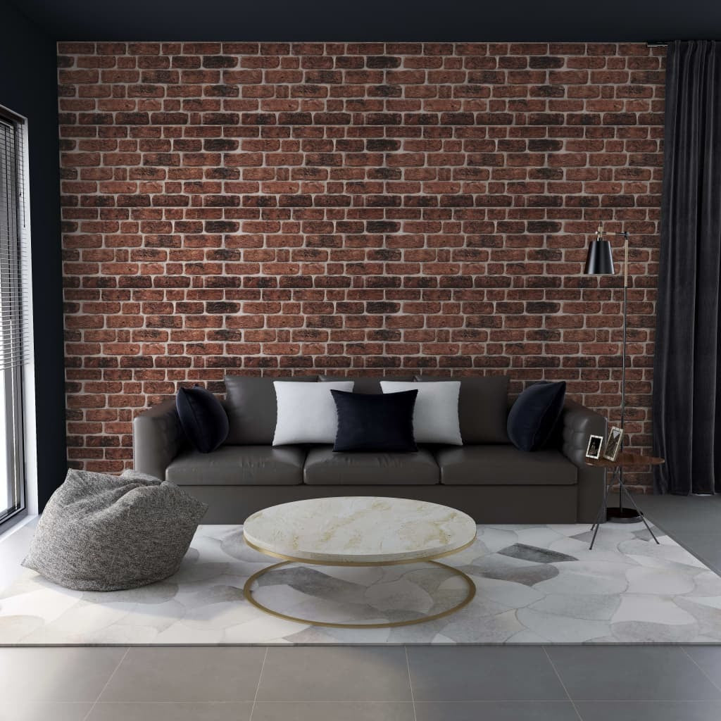 3D Wall Panels with Dark Brown Brick Design 10 pcs EPS