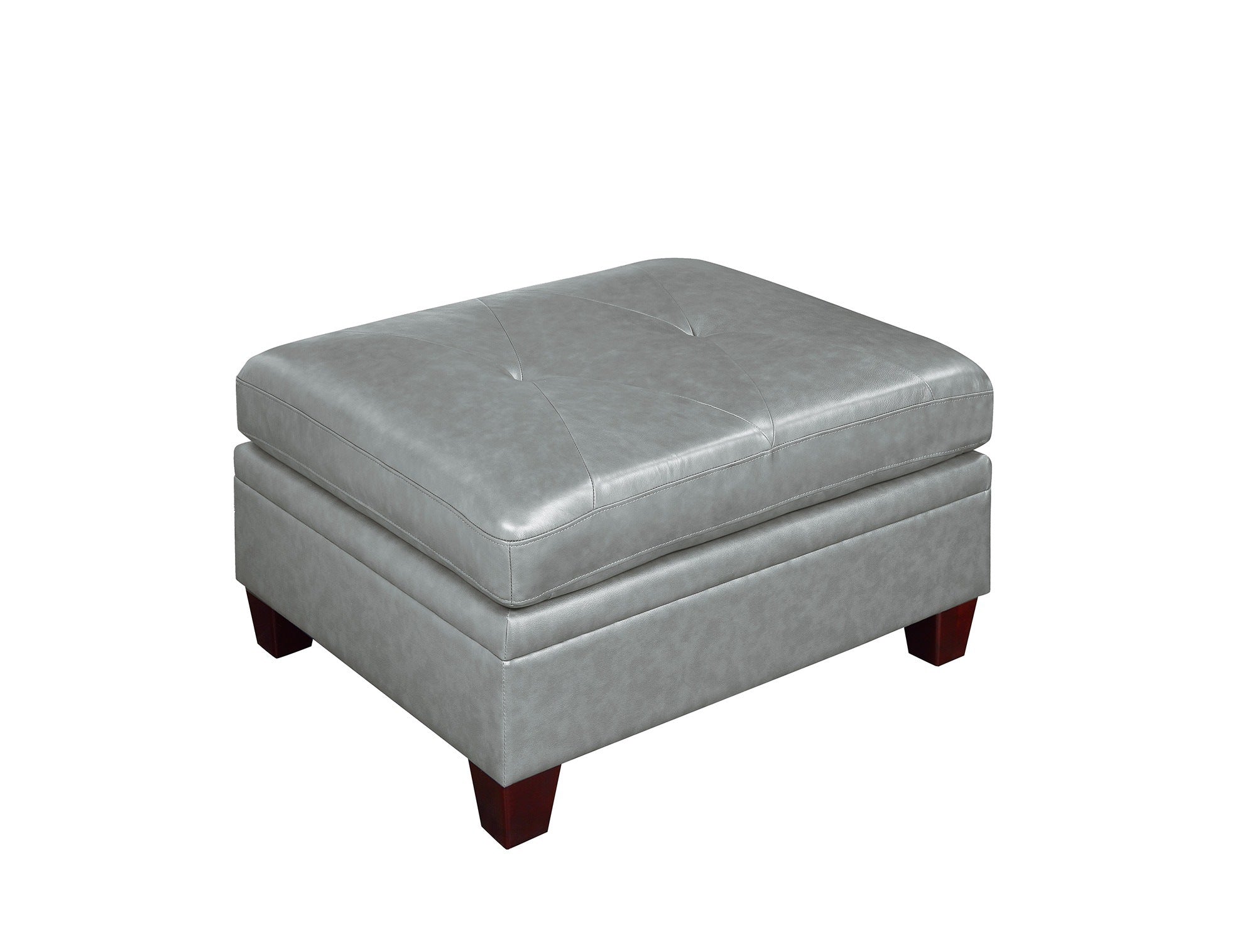 Contemporary Genuine Leather 1pc Ottoman Grey Color Tufted Seat Living Room Furniture