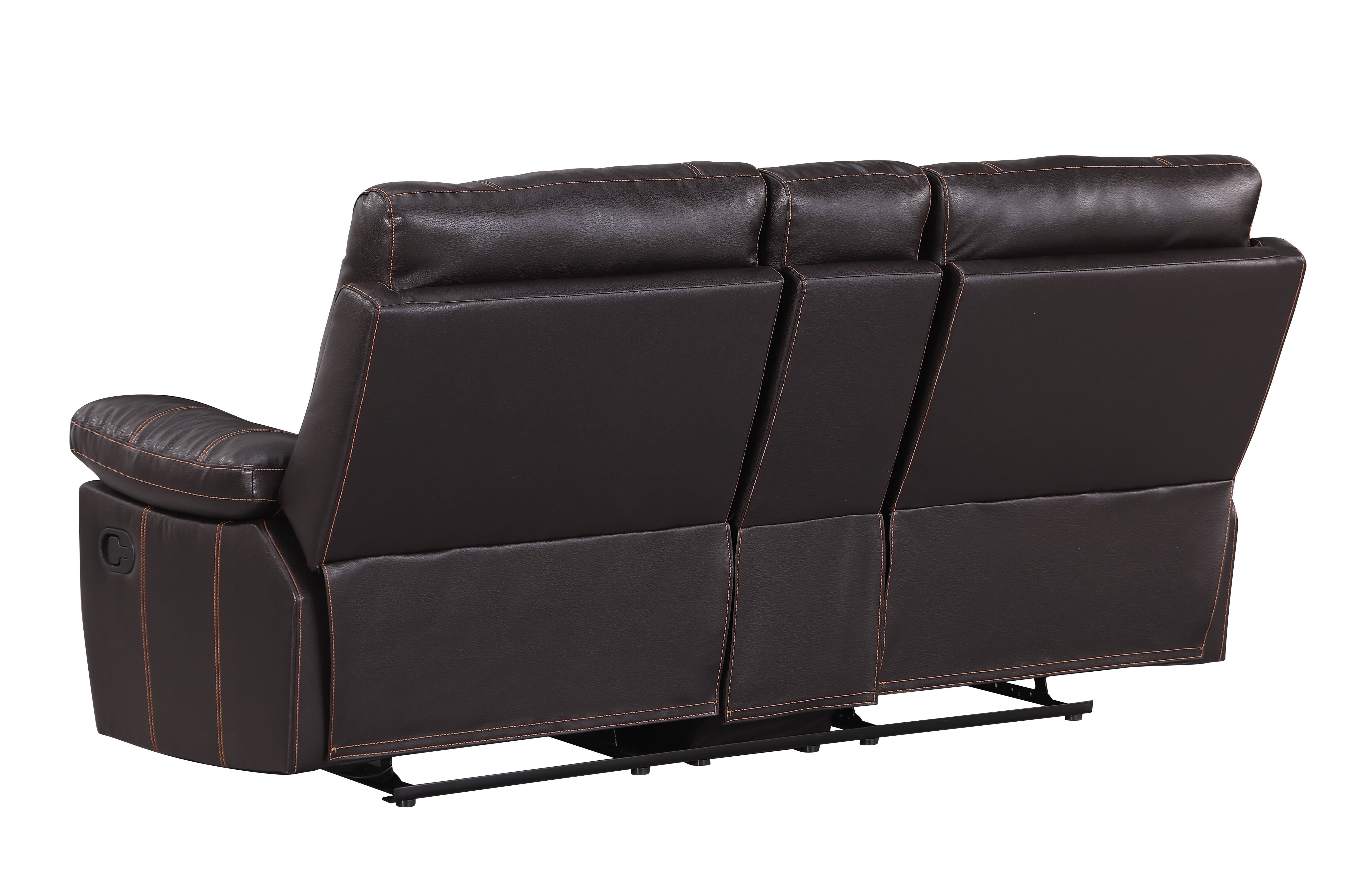 Global United Leather-Air Recliining Console Loveseat