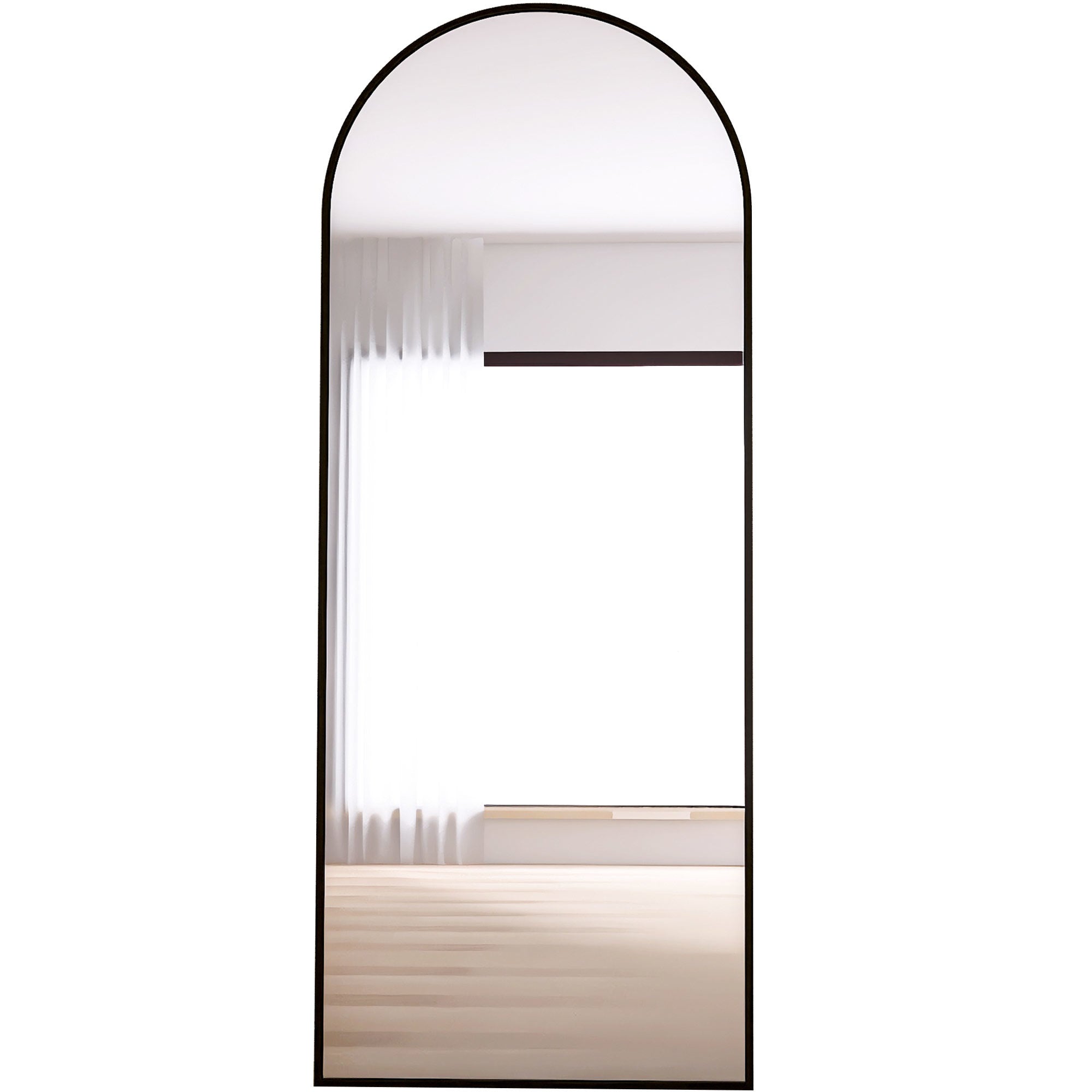 65" Arched Full Length Mirror Floor Dressing Mirror - Black