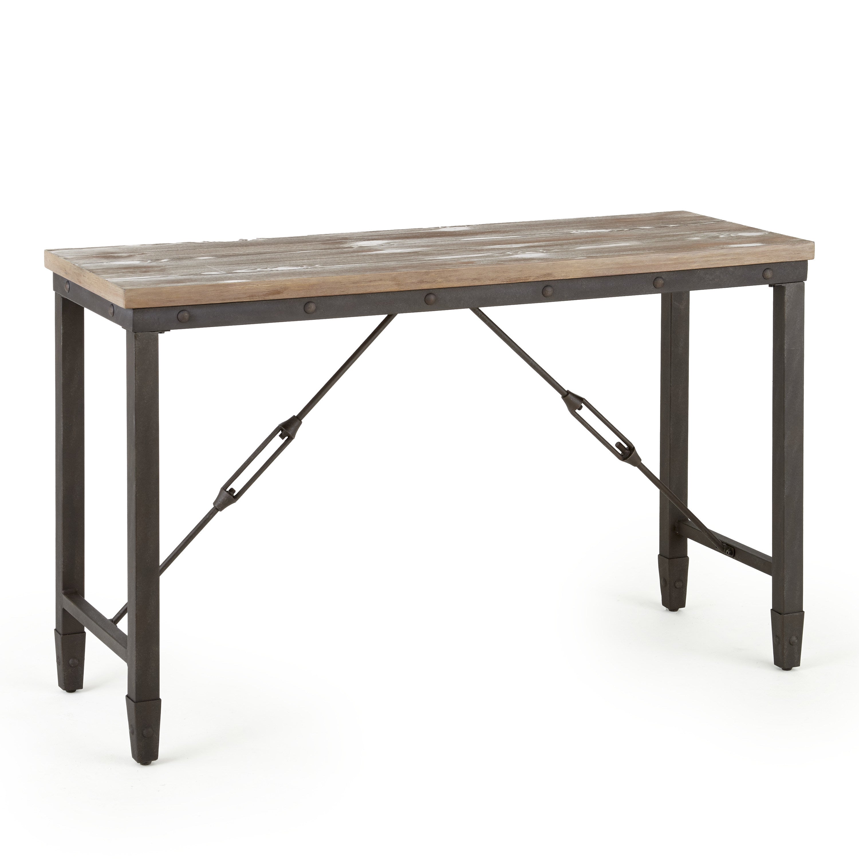 Rustic Industrial Occasional Collection - Vintage Plank-Effect Tops, Iron Metal Base - Choose from Cocktail or End Table, Perfect Blend of Style and Function