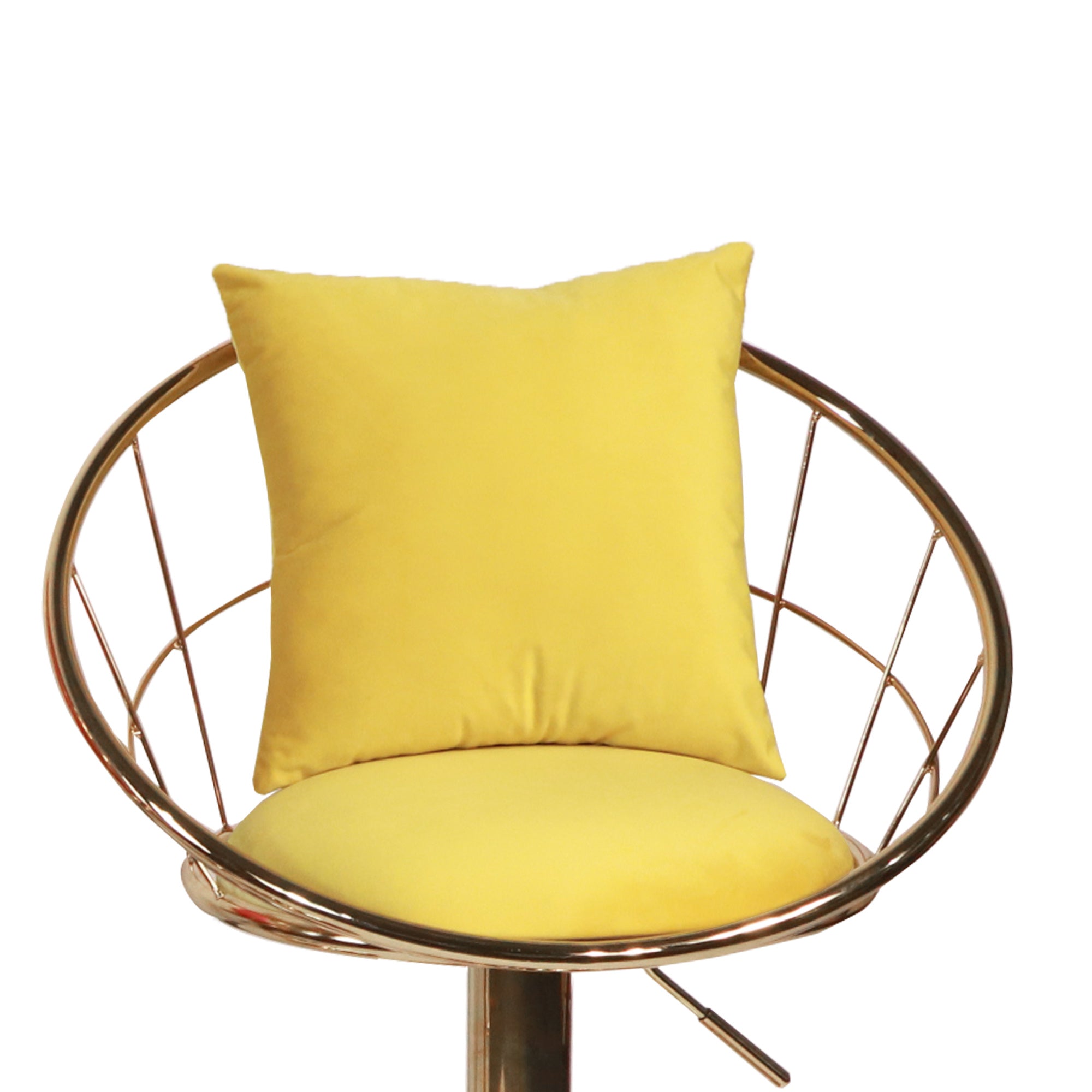 Yellow velvet bar chair, pure gold plated, unique design,360 degree rotation.adjustable height,Suitable for dinning room and bar,set of 2