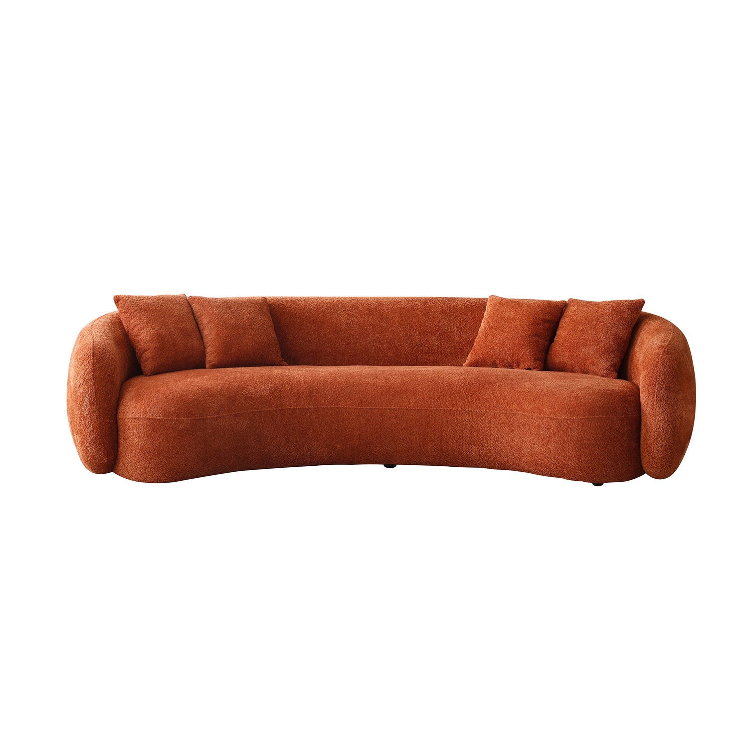 102'' 5-Seater Boucle Sofa Modern Sectional Half Moon Leisure Couch Curved Sofa Teddy Fleece Orange