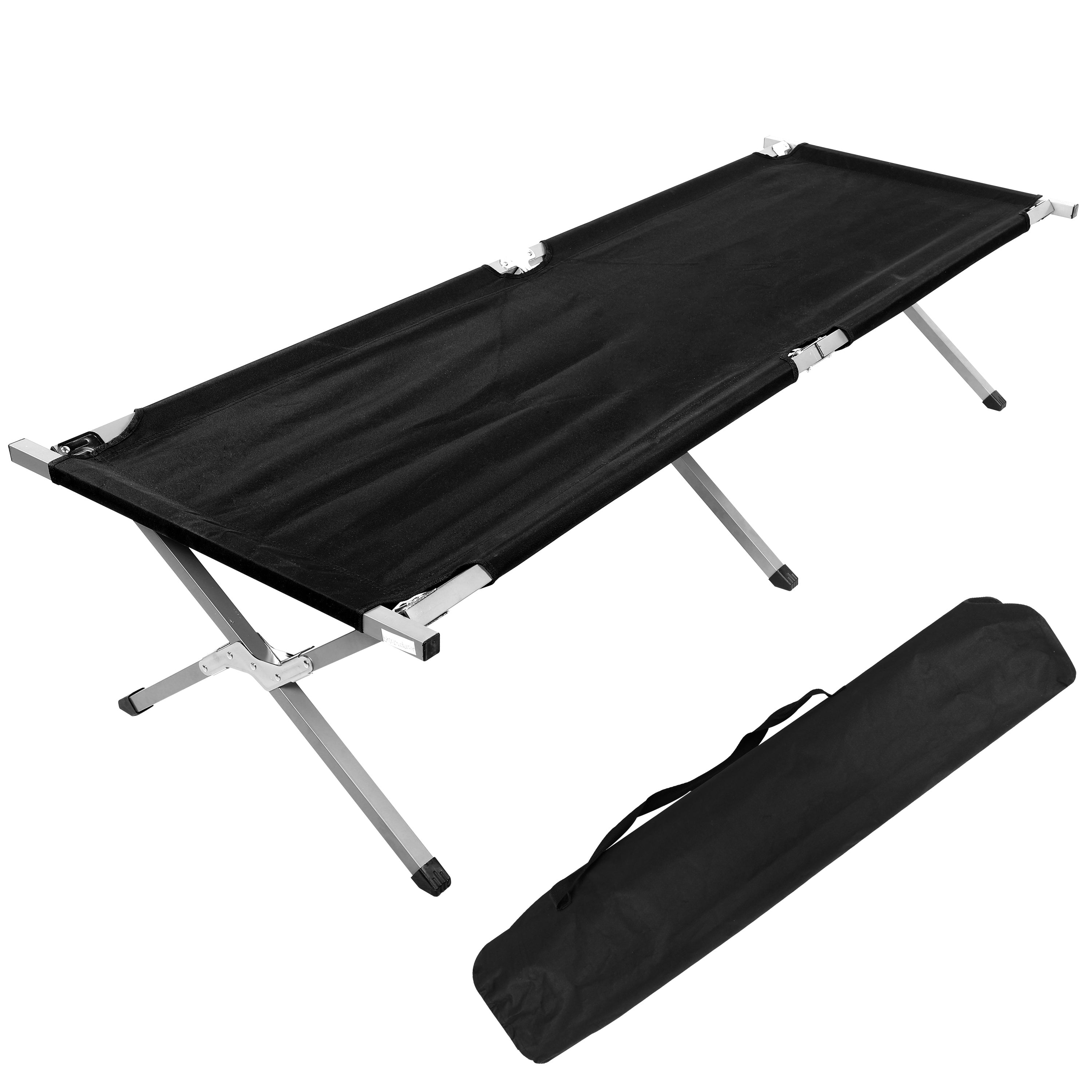 YSSOA Folding Camping Cot with Storage Bag for Adults, Portable and Lightweight Sleeping Bed for Outdoor Traveling, Hiking, Easy to Set up (Color: Black)