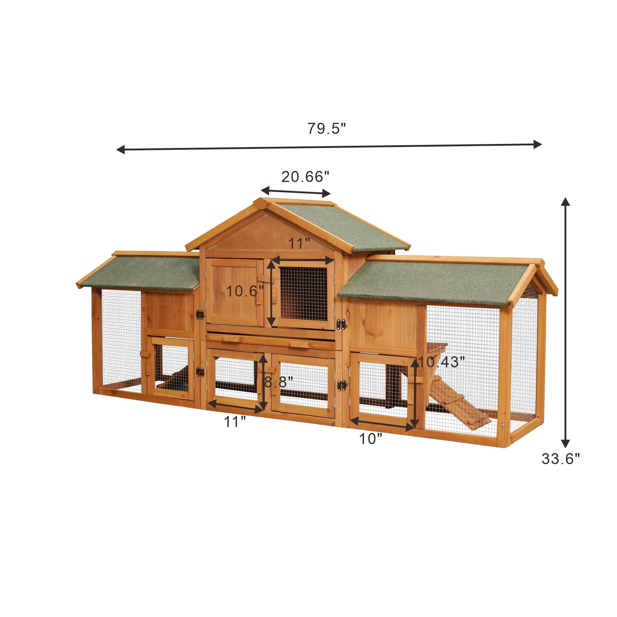 79.5" Extra Large Bunny Cage with 2 Runs House Small Animal Habitats for Guinea Pigs Hamster Removable Tray Two Tier Waterproof Roof Pet Supplies Cott