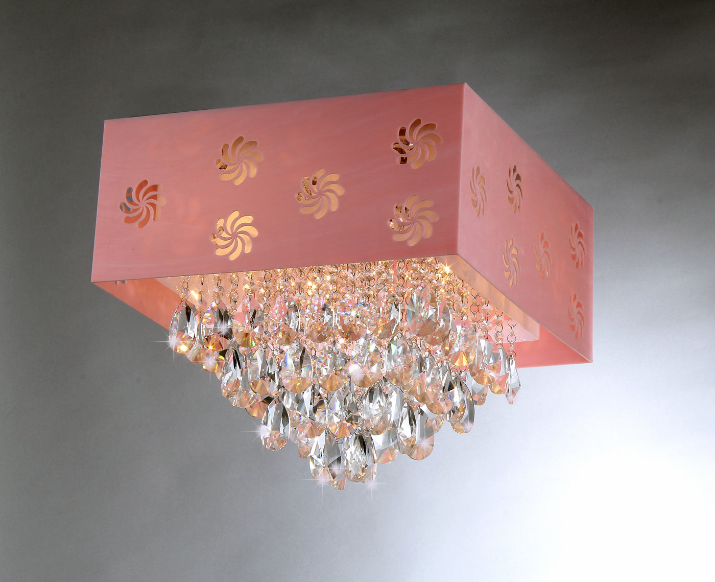 Pink Square Crystal Chandelier