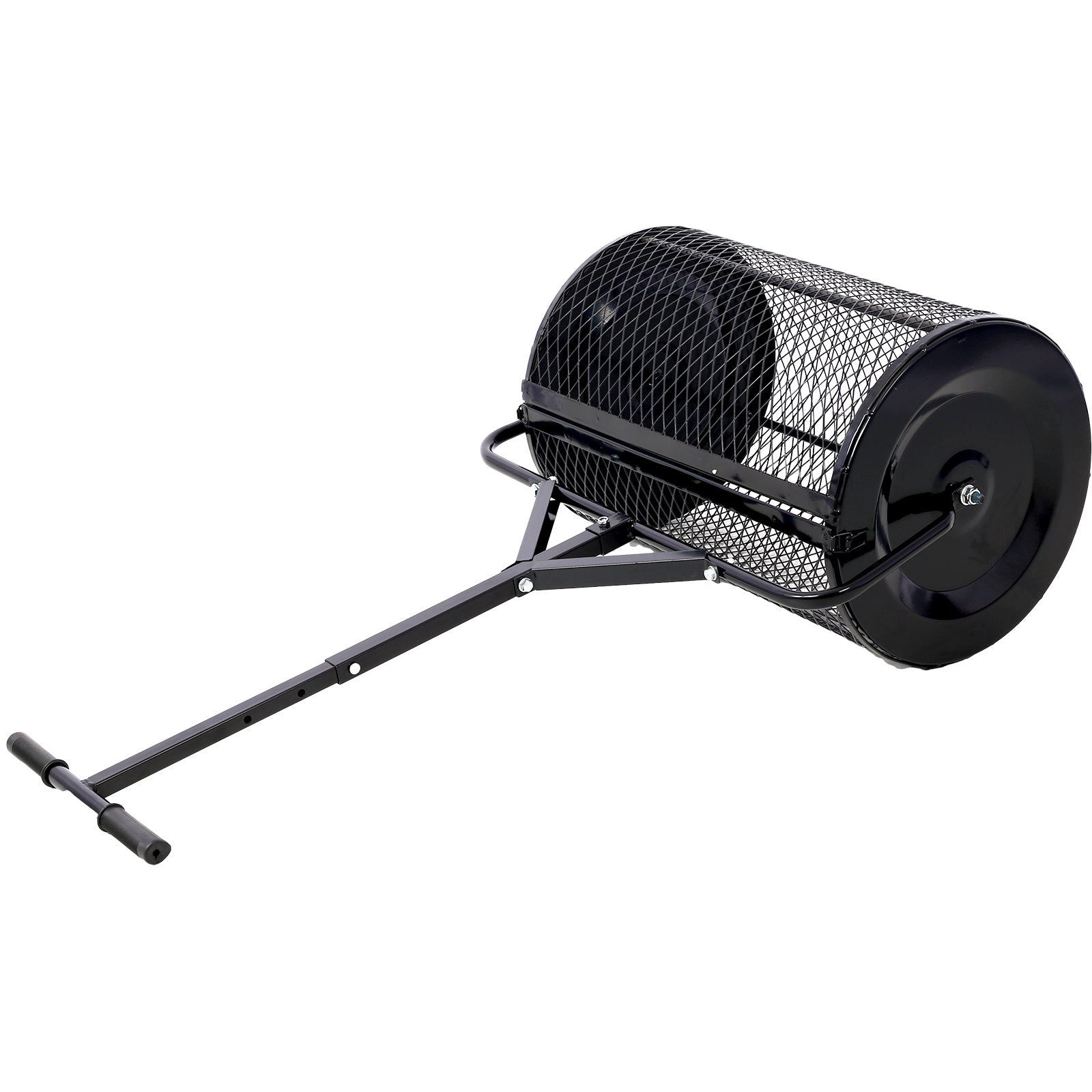 Peat Moss Spreader 24inch,Compost Spreader Metal Mesh,T shaped Handle for planting seeding,Lawn and Garden Care Manure Spreaders Roller ,heavy duty