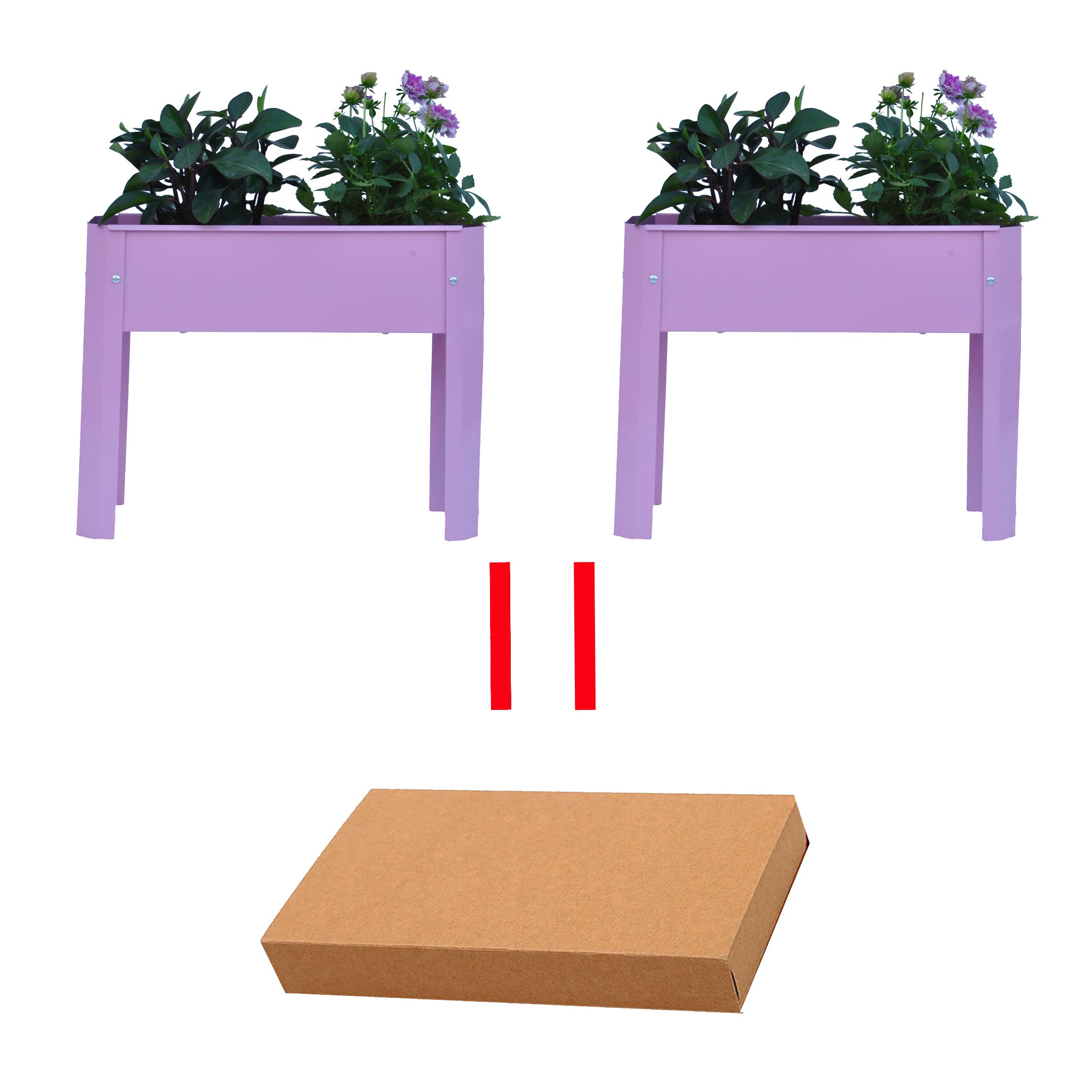 Elevated garden bed, metal elevated outdoor flowerpot box, suitable for backyard and terrace, large flowerpot, suitable for vegetable and flower(Pink*2)