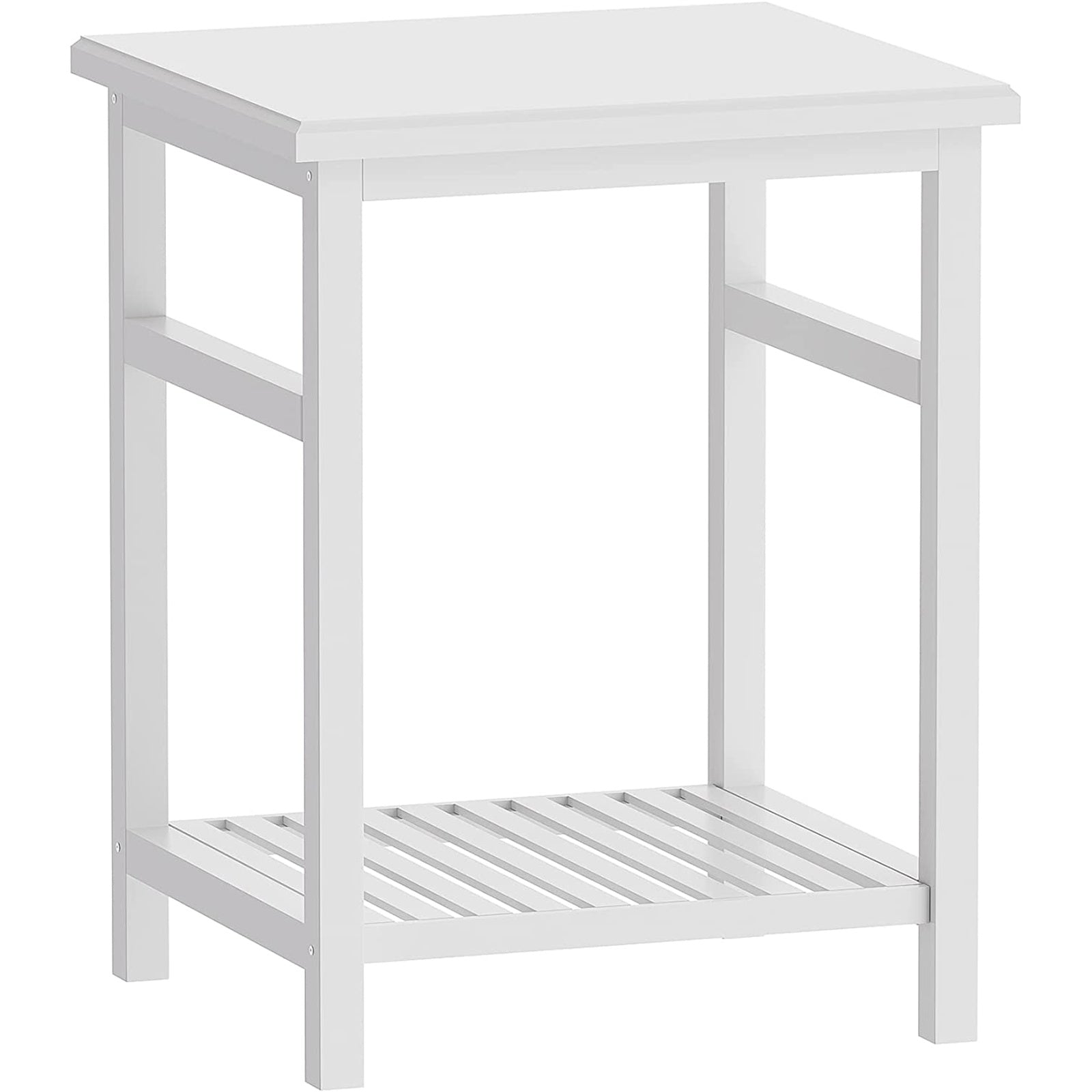 Nightstand, End Table, Bamboo Night Stand Bedside Table, Side Table for Bedroom Living Room Lounge, Space Saving, Easy to Assemble, NS-537 (1 Pack, White)