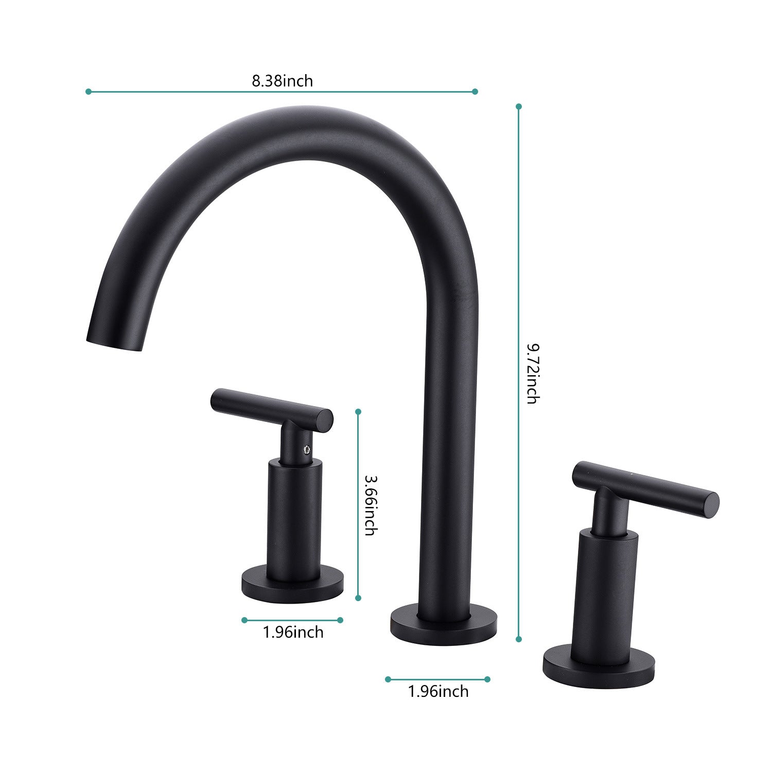 Two Handle High Arc Widespread Bathroom Sink Faucet 3 Hole