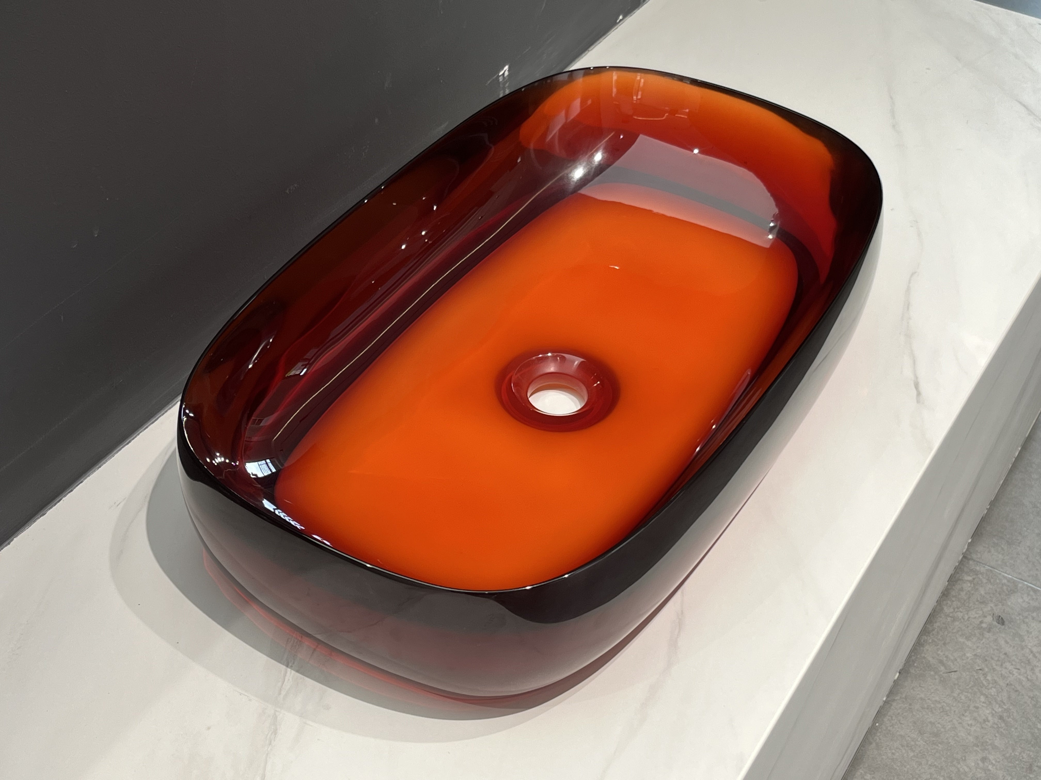 Transparent Red Solid surface basin