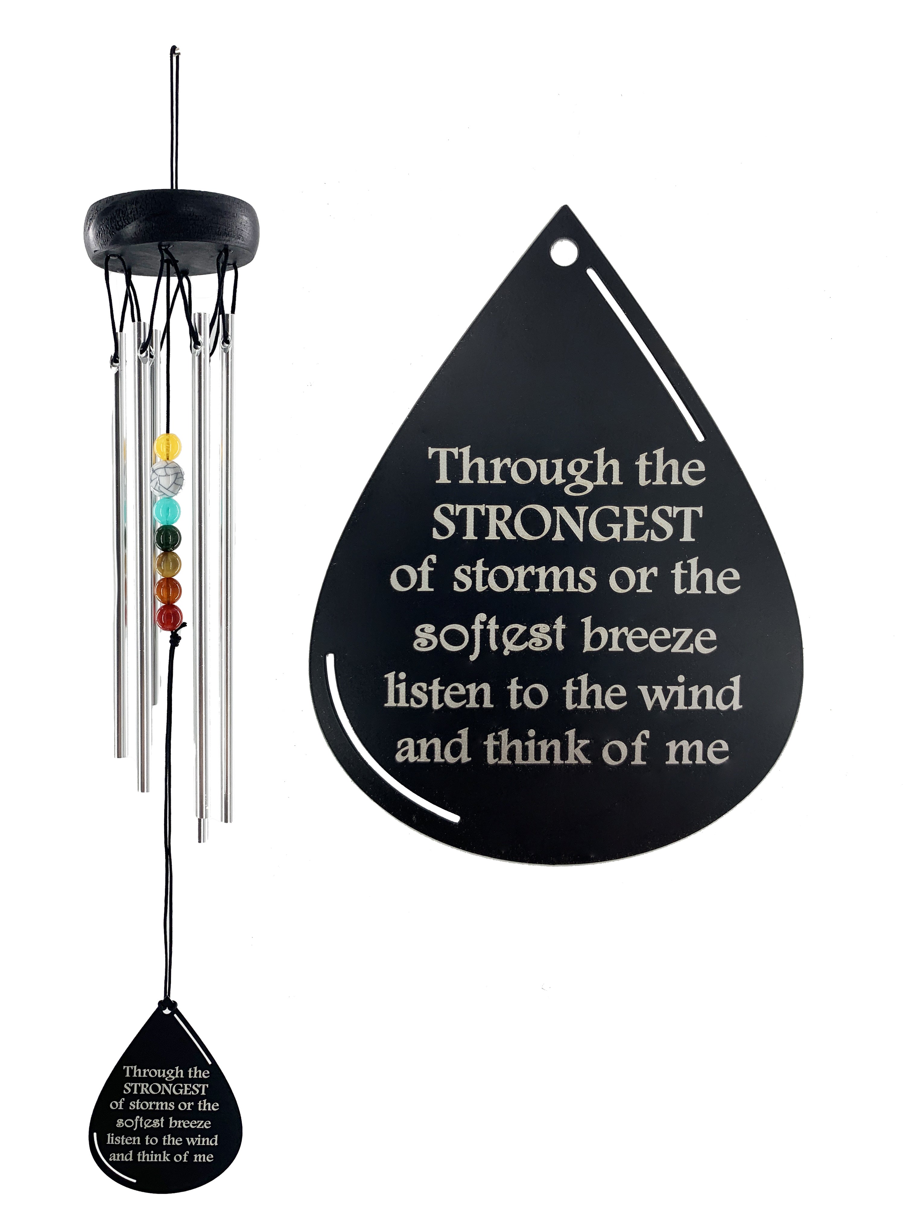 Sympathy Gifts Wind Chimes Lasting Memorial Gift Rainbow Stones In Memory of a Loved One Listen to the Wind Keepsake Box