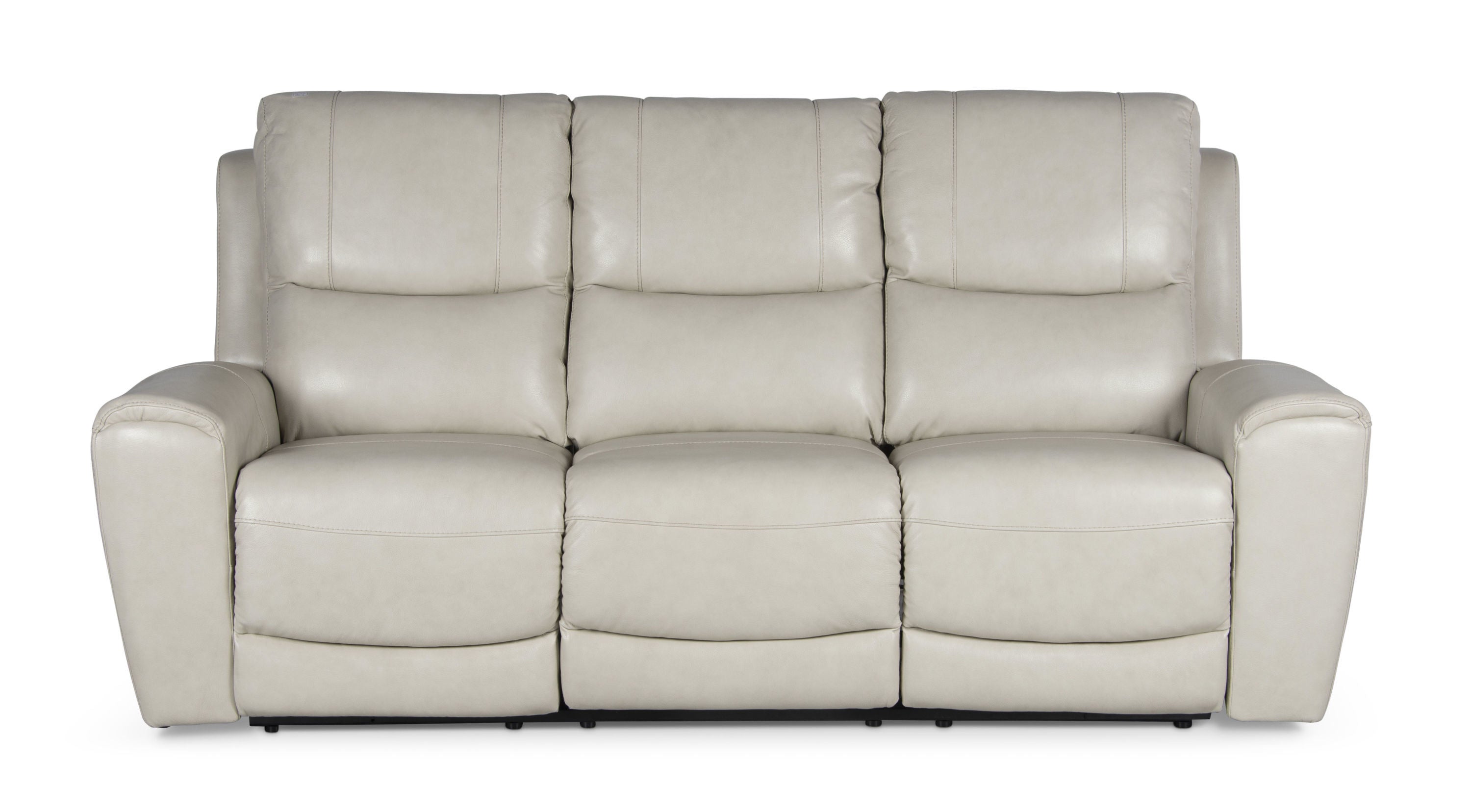 Contemporary Leather Collection - Power Leg Rest, Articulating Headrest - USB Charging, Home Button - Ivory Dual Reclining Sofa, Stylish and Convenient