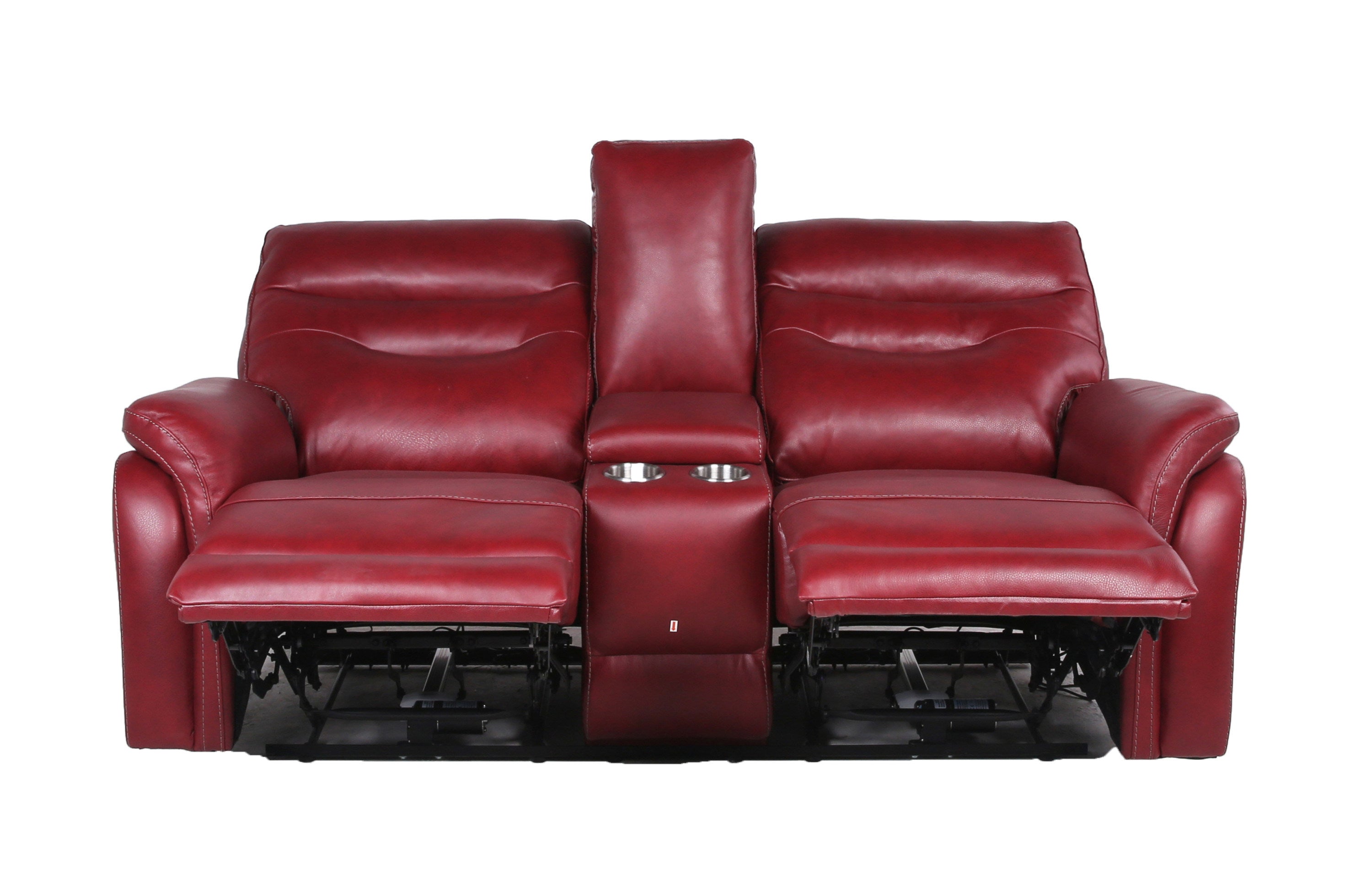 Contemporary Wine Top-Grain Leather Motion Set - Power Recline, USB Charging - Ultimate Comfort and Style