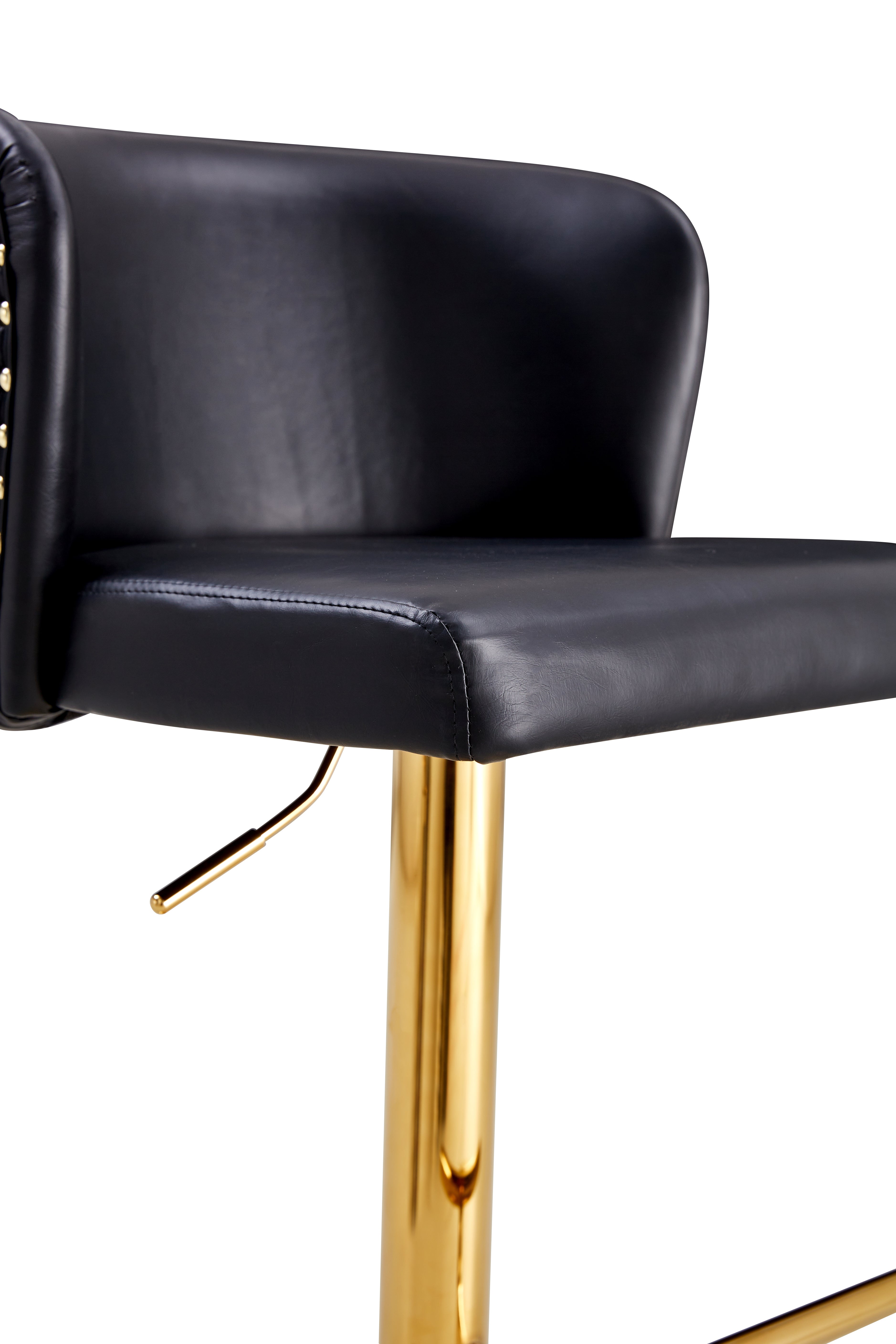 Swivel Barstools Adjusatble Seat Height, Modern PU Upholstered Bar Stools with the whole Back Tufted, for Home Pub and Kitchen Island BLACK