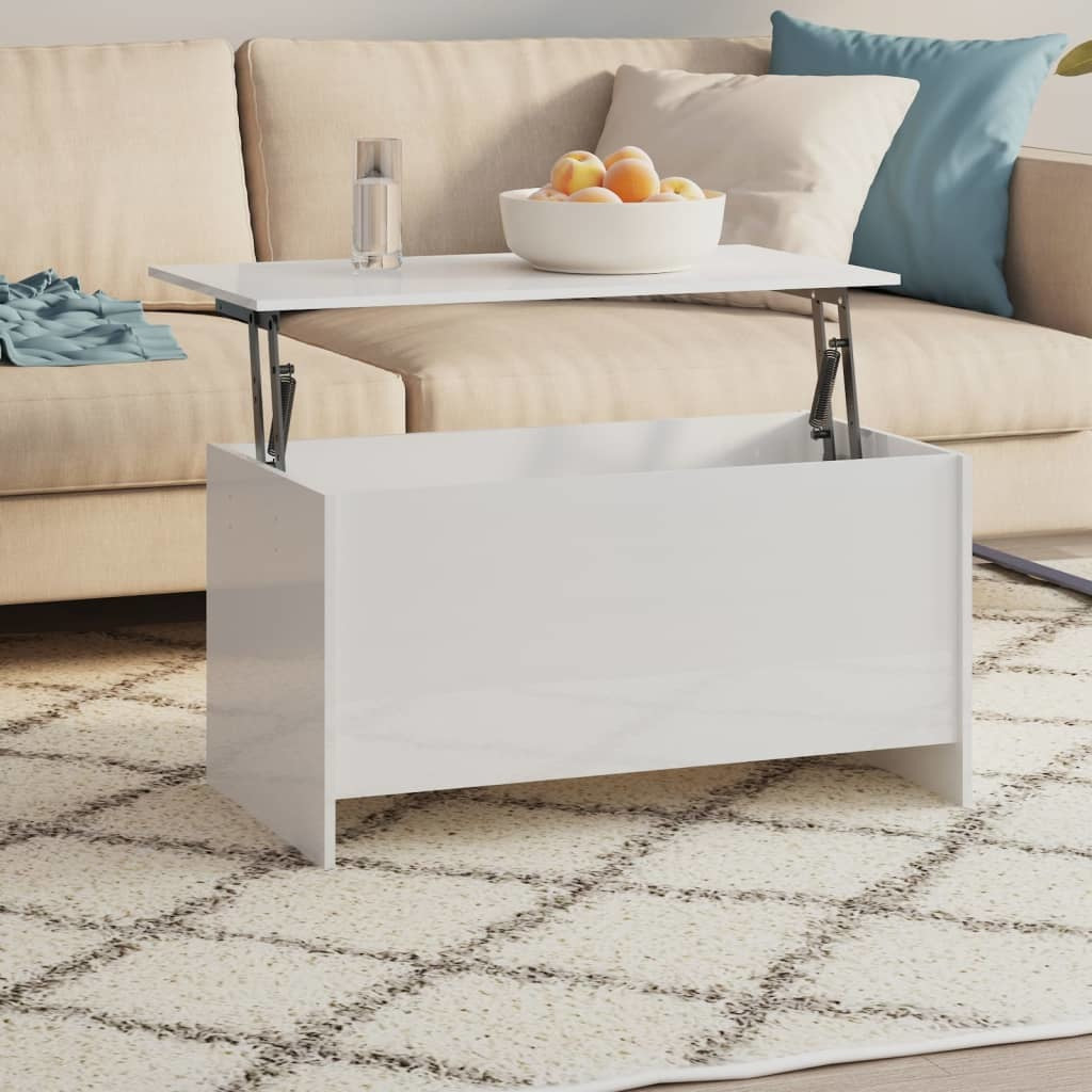 Coffee Table High Gloss White 40.2"x21.9"x20.7" Engineered Wood