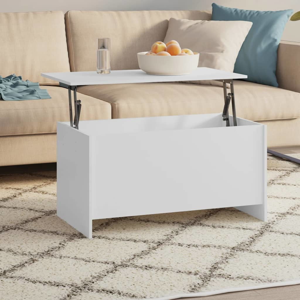 Coffee Table White 40.2"x21.9"x20.7" Engineered Wood