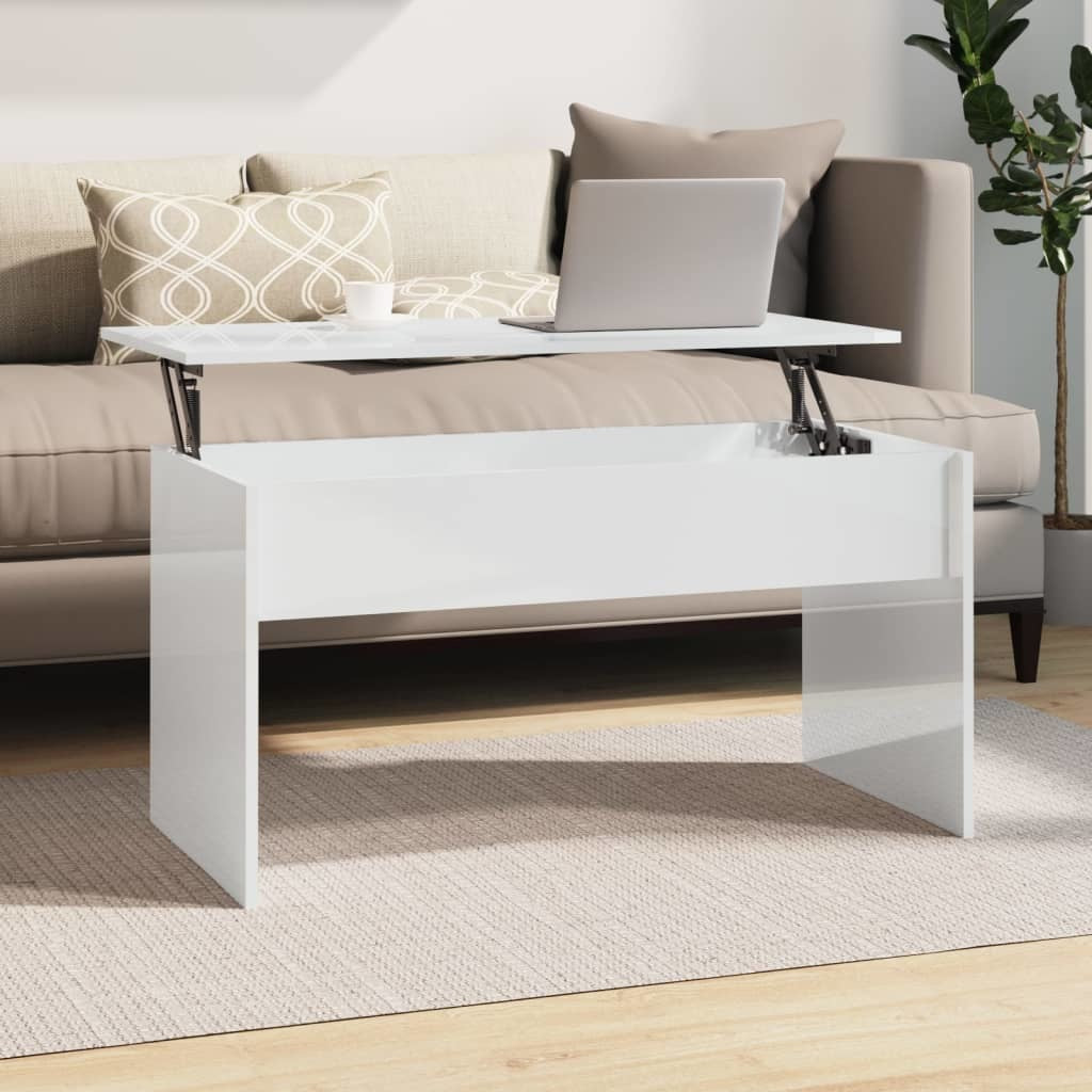 Coffee Table High Gloss White 40.2"x19.9"x20.7" Engineered Wood