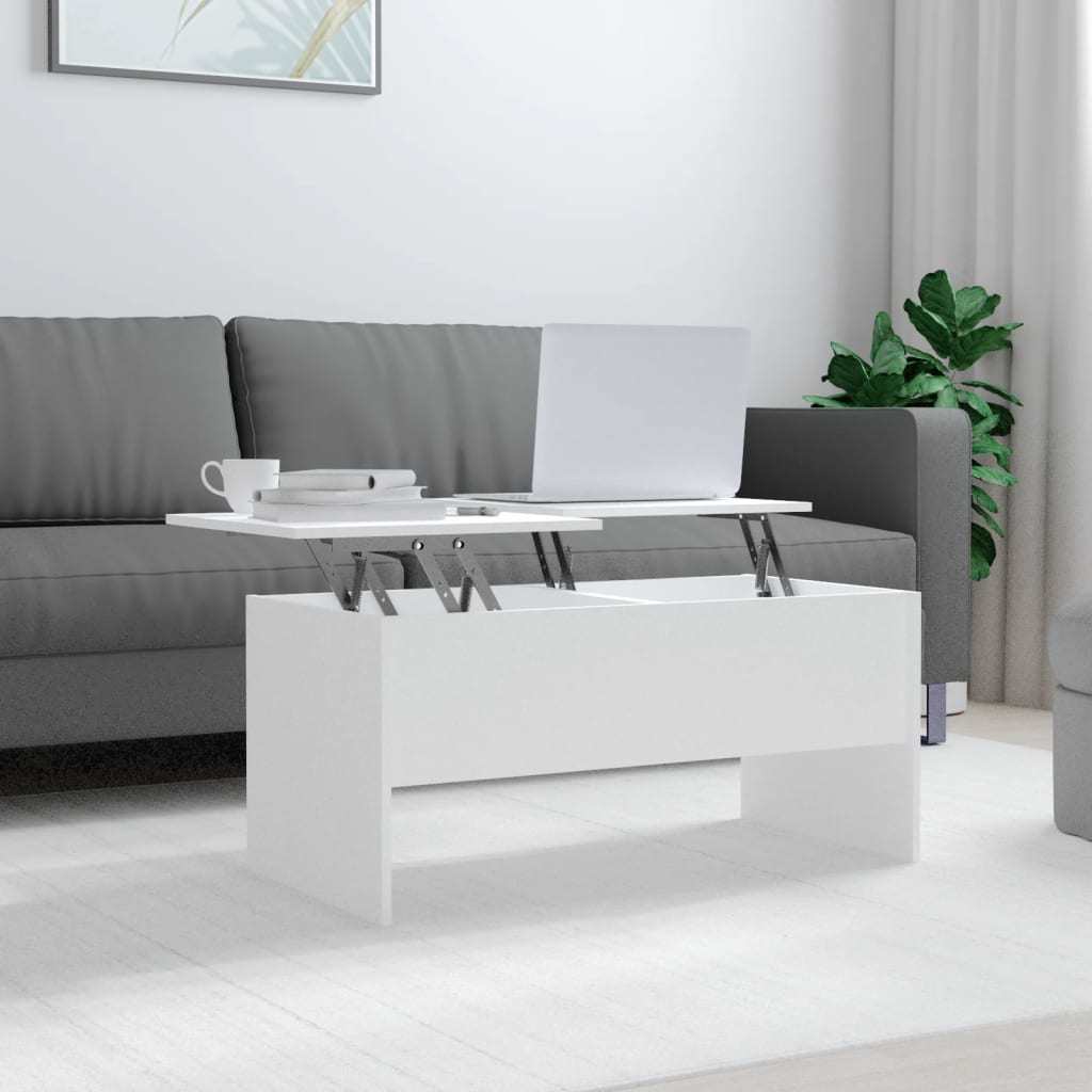 Coffee Table White 40.2"x19.9"x18.3" Engineered Wood