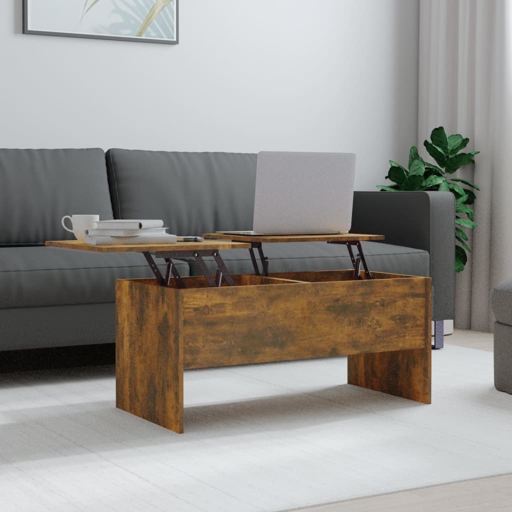 Coffee Table Smoked Oak 40.2"x19.9"x18.3" Engineered Wood