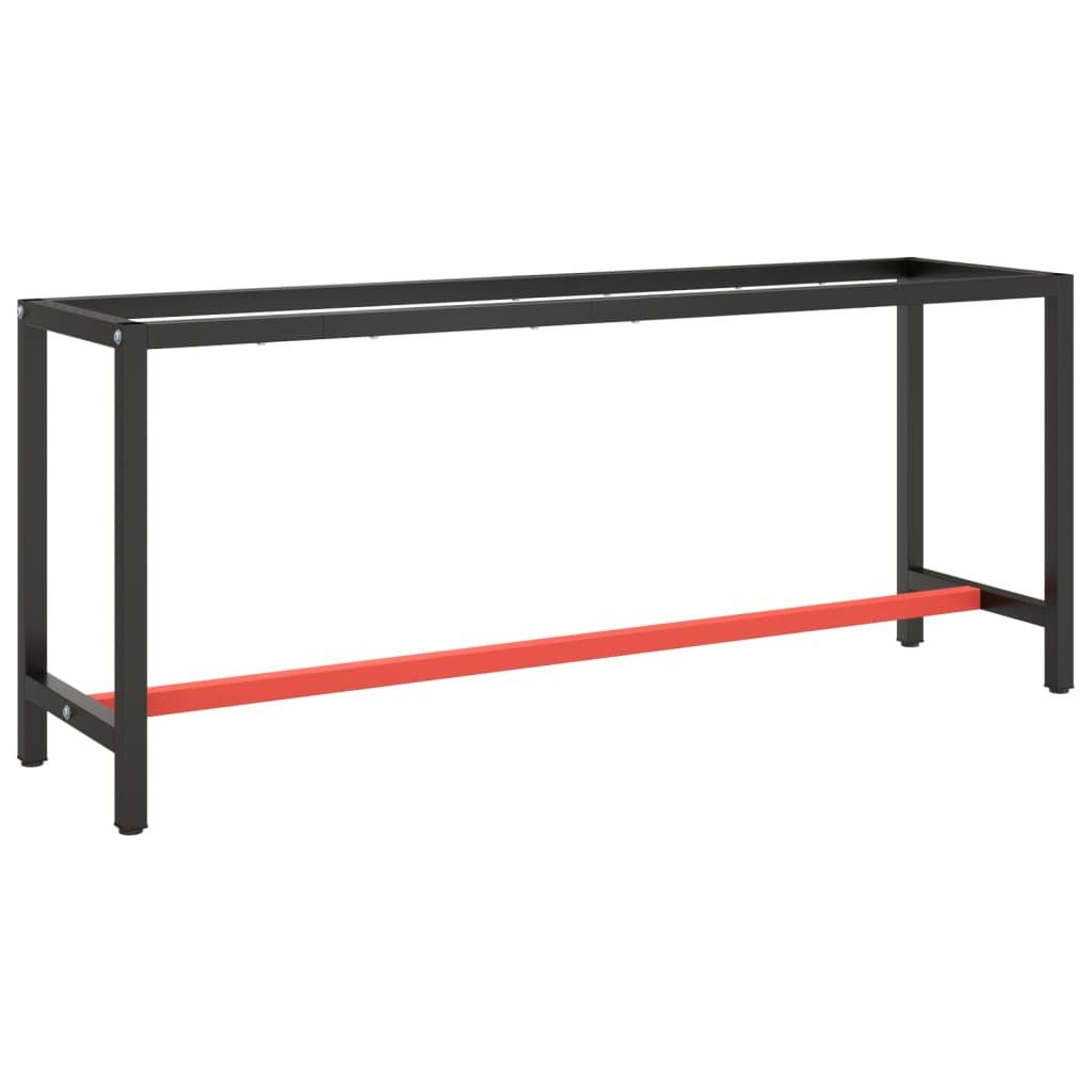 Work Bench Frame Matte Black and Matte Red 74.8"x19.7"x31.1" Metal