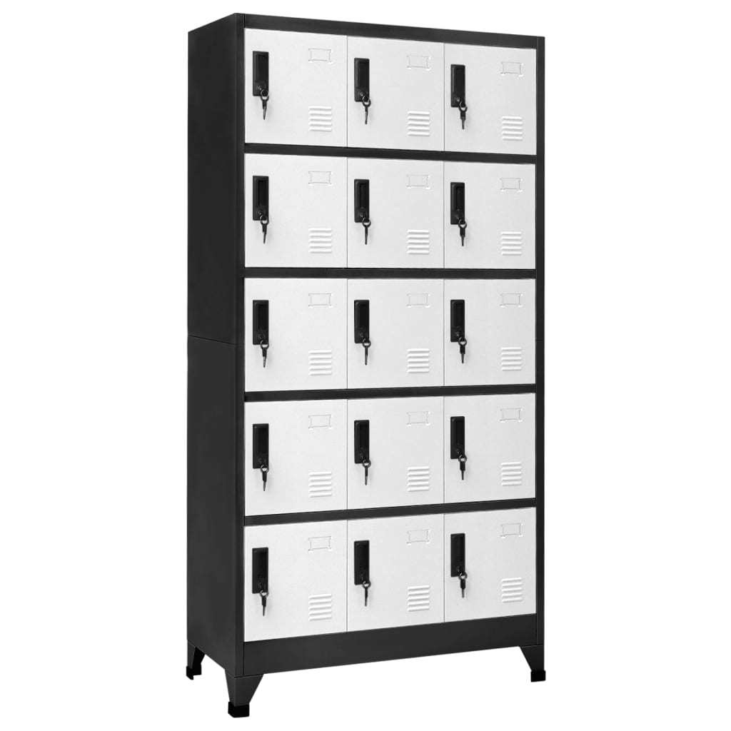 Locker Cabinet Anthracite and White 35.4"x15.7"x70.9" Steel