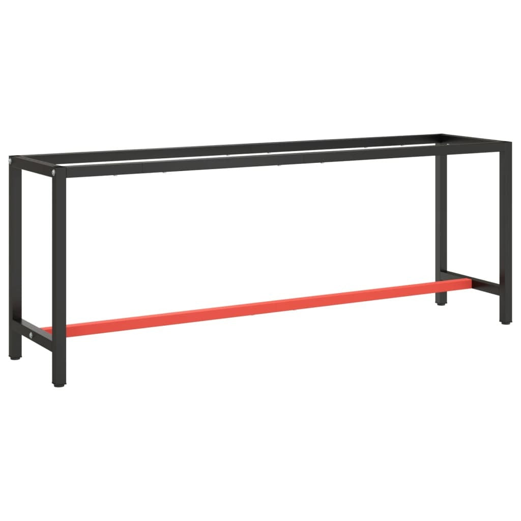 Work Bench Frame Matte Black and Matte Red 82.7"x19.7"x31.1" Metal