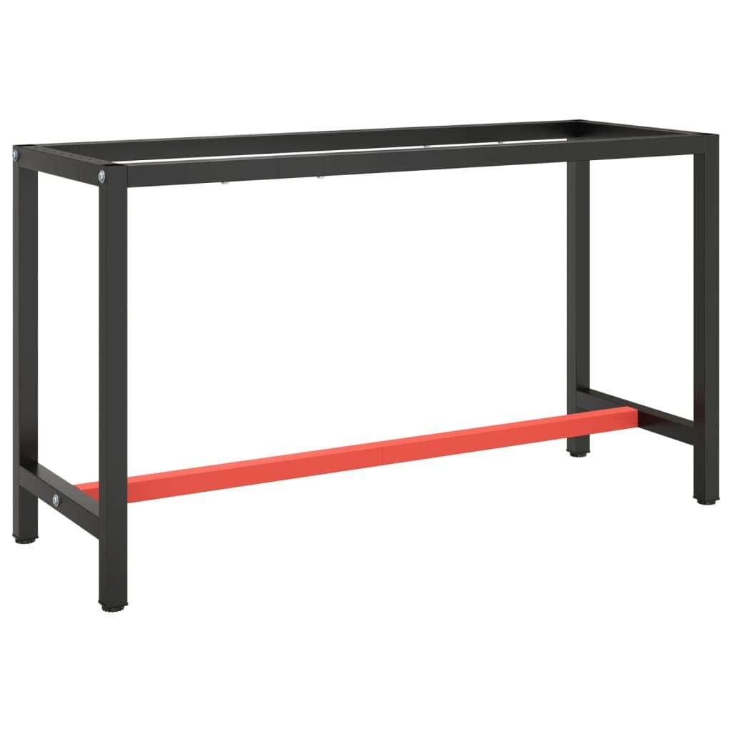 Work Bench Frame Matte Black and Matte Red 55.1"x19.7"x31.1" Metal