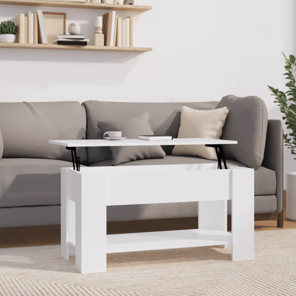 Coffee Table White 39.8"x19.3"x20.5" Engineered Wood