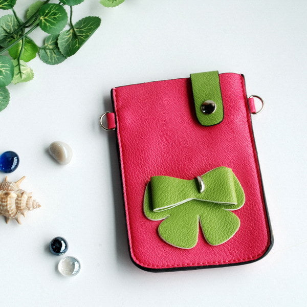 [Happy Bowknot] Colorful Leatherette Mobile Phone Pouch Cell Phone Case Clutch Pouch