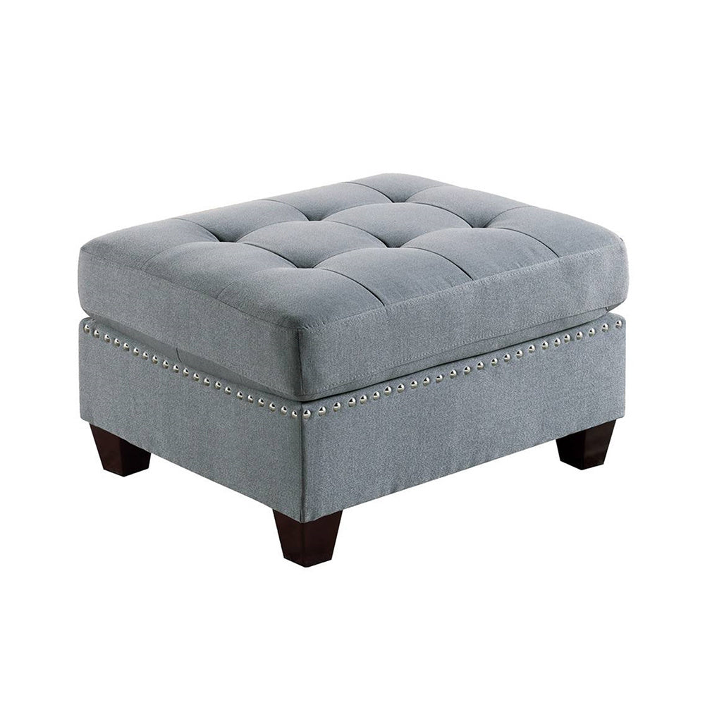 Linen-Like Fabric Upholstered Cocktail Ottoman in Grey