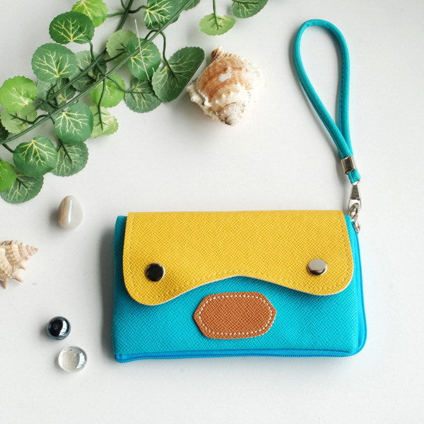 [Sweet Orange] Colorful Leatherette Mobile Phone Pouch Cell Phone Case Clutch Pouch