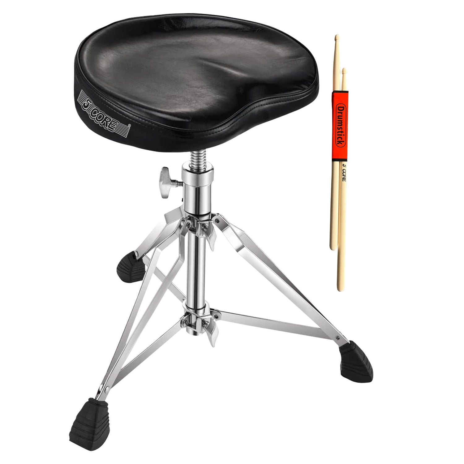 5 CORE Drum Throne Thick Padded Comfortable Guitar Stool with Memory Foam Heavy Duty Adjustable Padded Keyboard Chair Metal Piano Stool Premium Musici