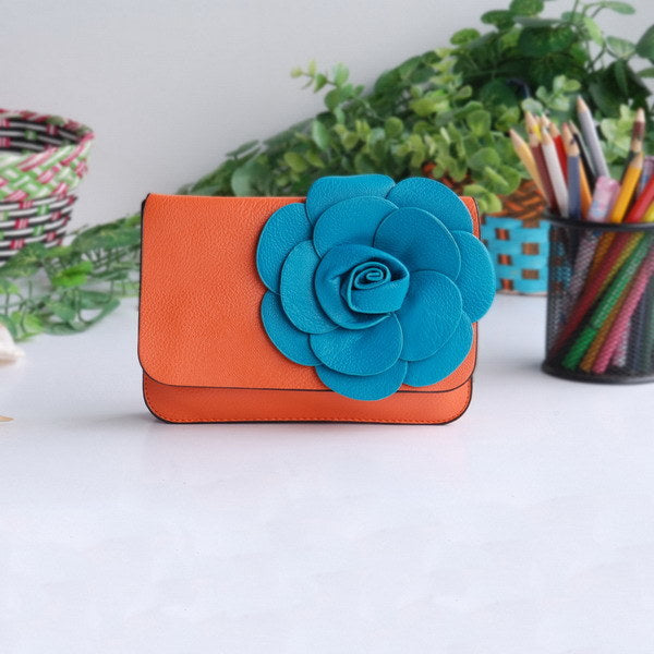 [Fashion Floral] Flower Leatherette Clutch Shoulder Bag Clutch Casual Purse