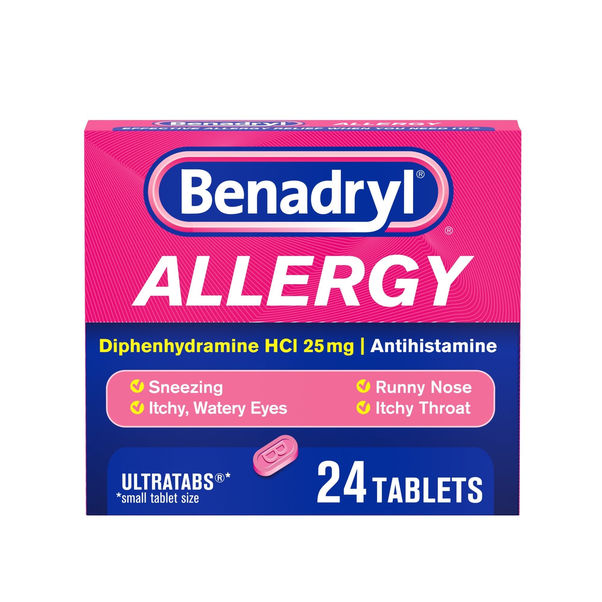 Benadryl Ultratabs Antihistamine Cold & Allergy Relief Tablets;  24 Count