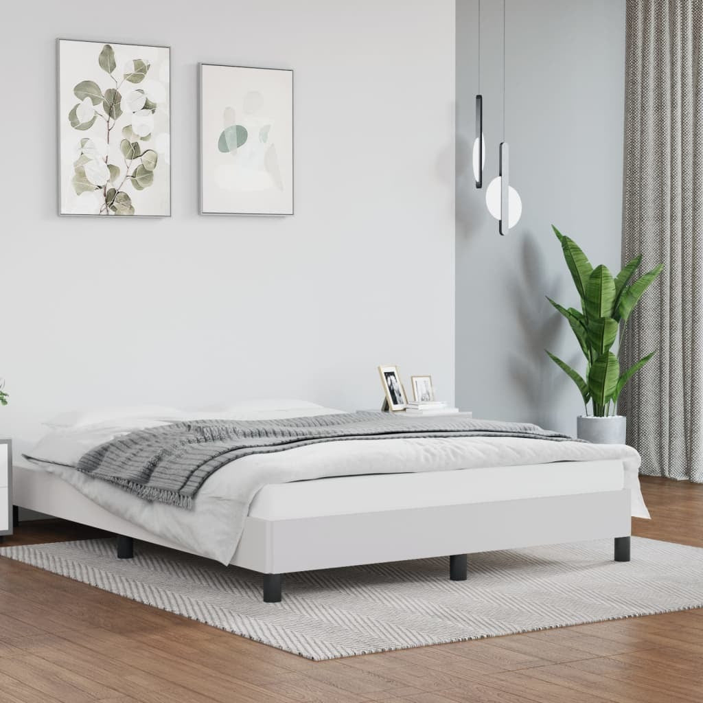 Bed Frame White 53.9"x74.8" Full Faux Leather