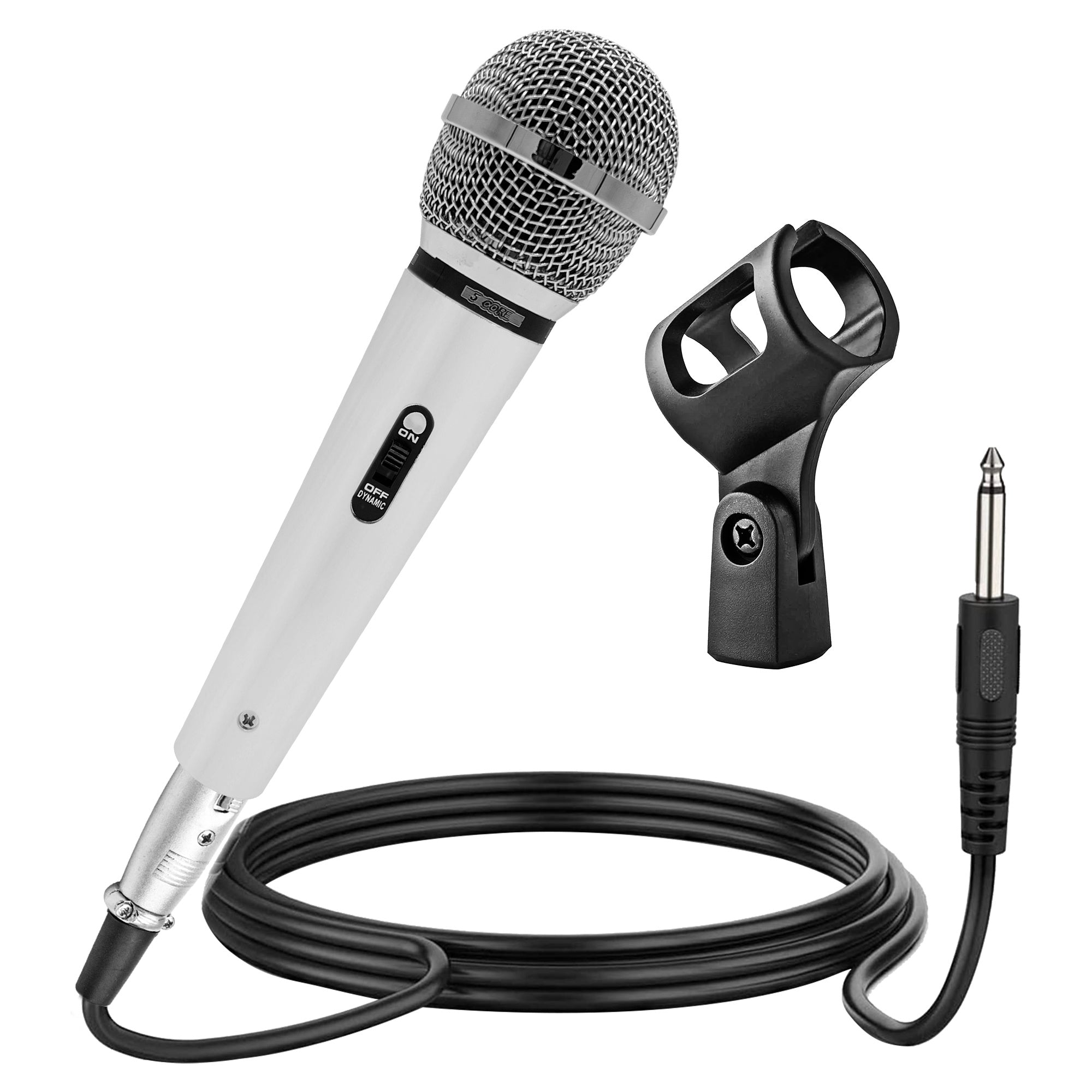 5 CORE Premium Vocal Dynamic Cardioid Handheld Microphone Unidirectional Mic with 16ft Detachable XLR Cable to ¼ inch Audio Jack and On/Off Switch for Karaoke Singing - PM 111 CH