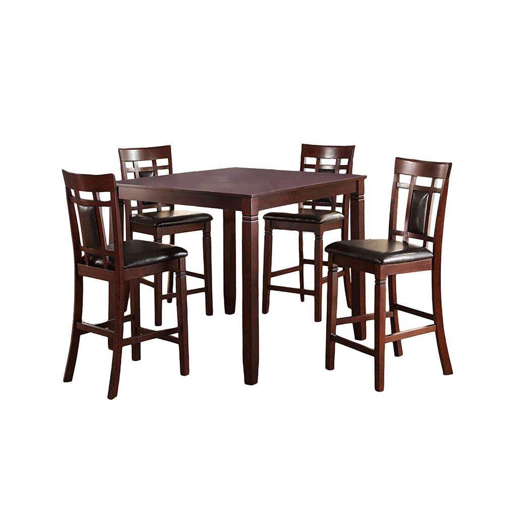 5 Piece Counter Height Dining Set in Dark Brown