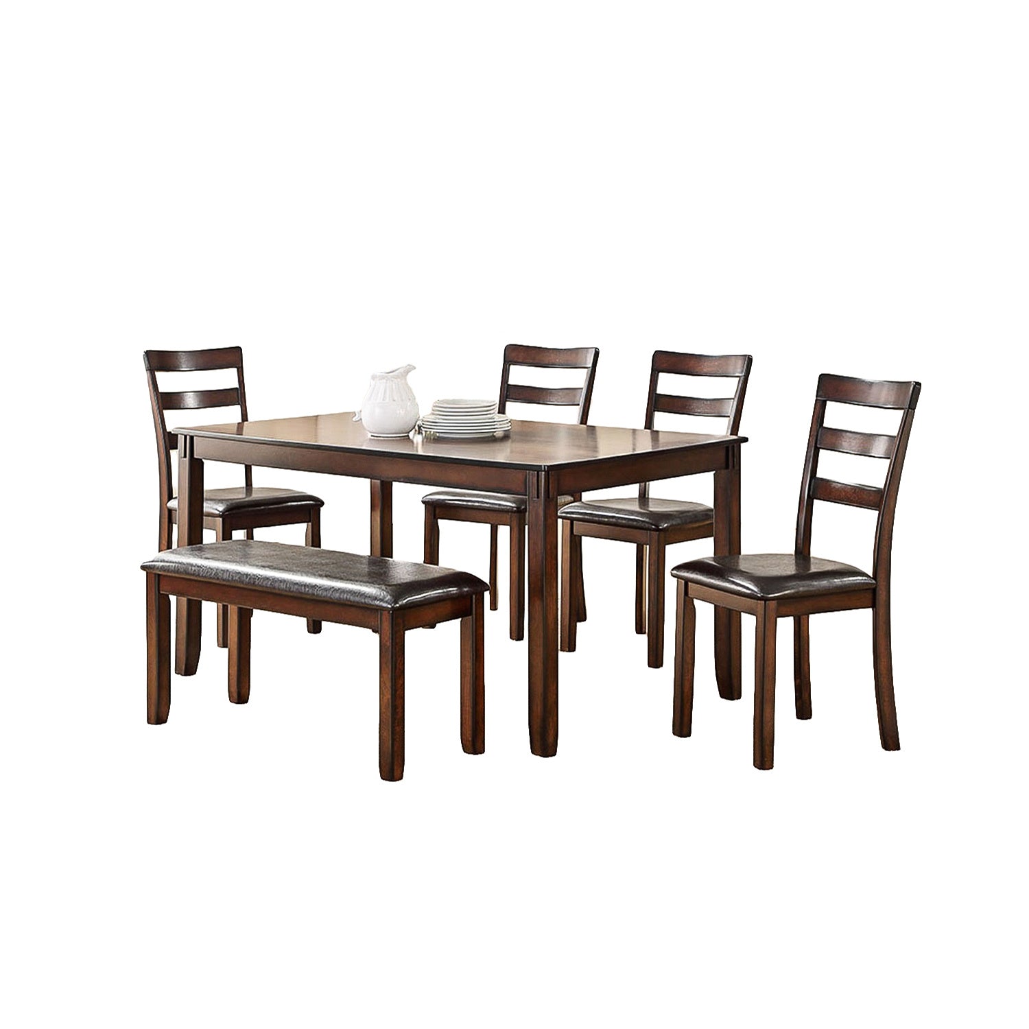 Modern 6 Piece Dining Set, Brown