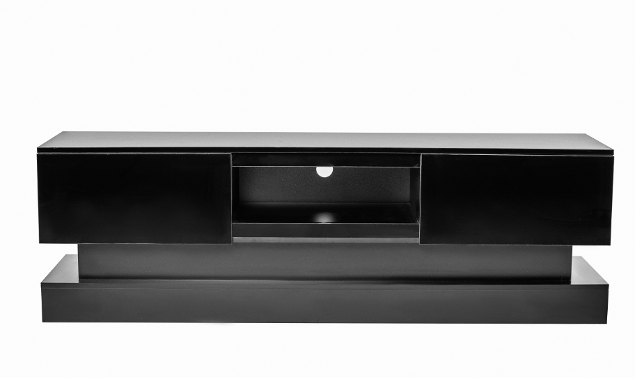 51.18inch Black morden TV Stand with LED Lights,high glossy front TV Cabinet,can be assembled in Lounge Room, Living Room or Bedroom,color:BLACK