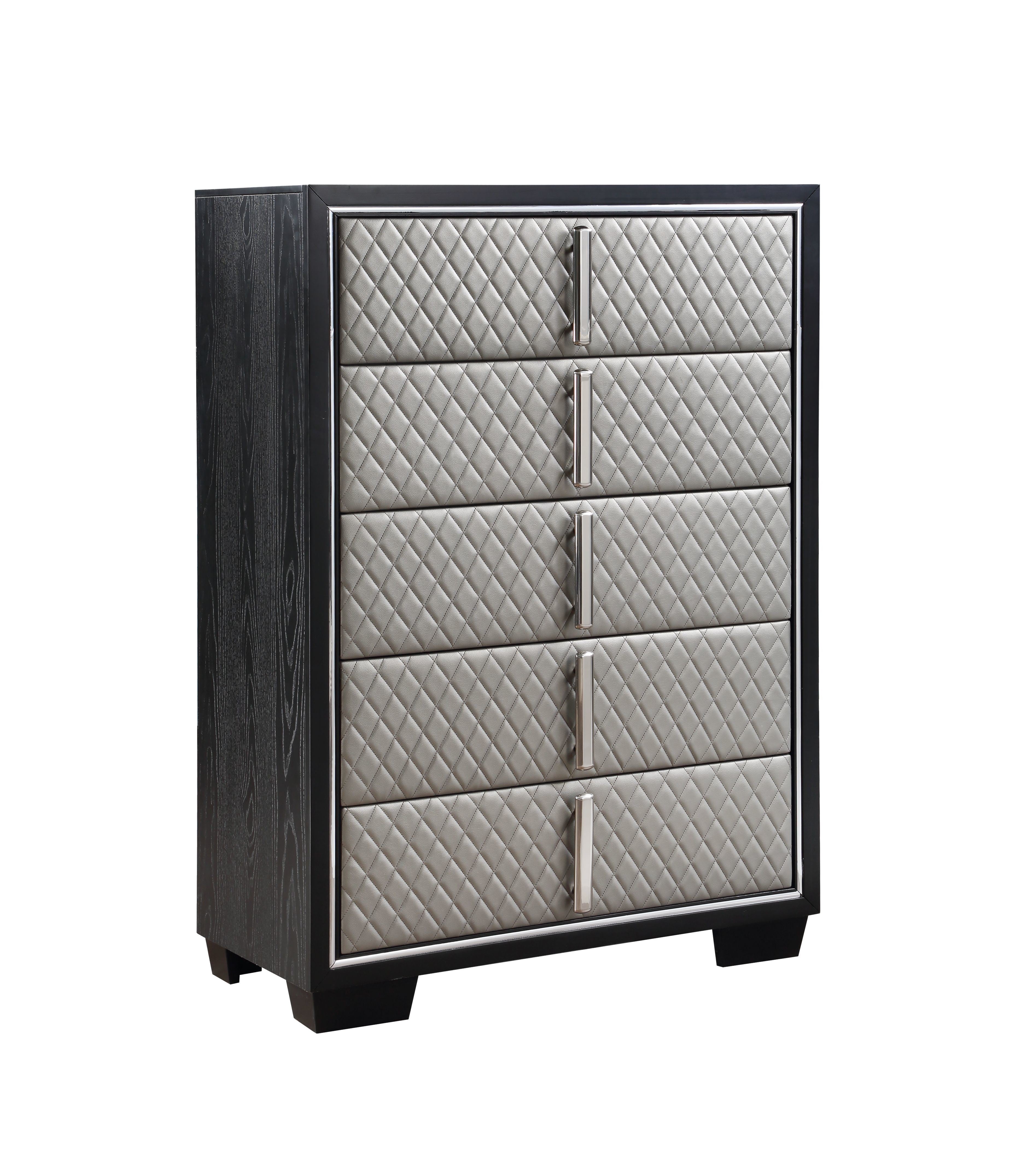 ACME Nicola CHEST Silver PU & Black Finish BD01431