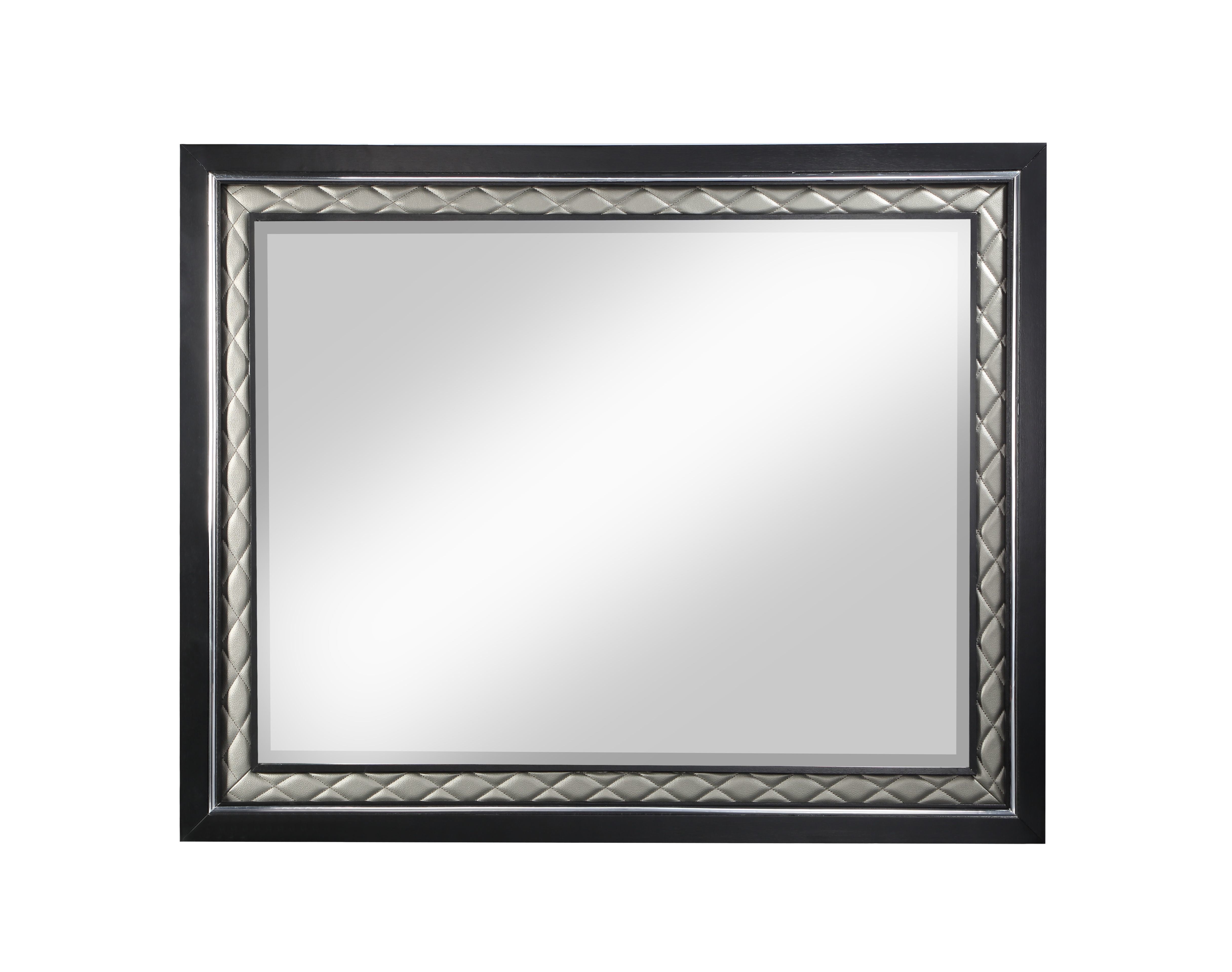 ACME Nicola MIRROR Silver PU & Black Finish BD01429